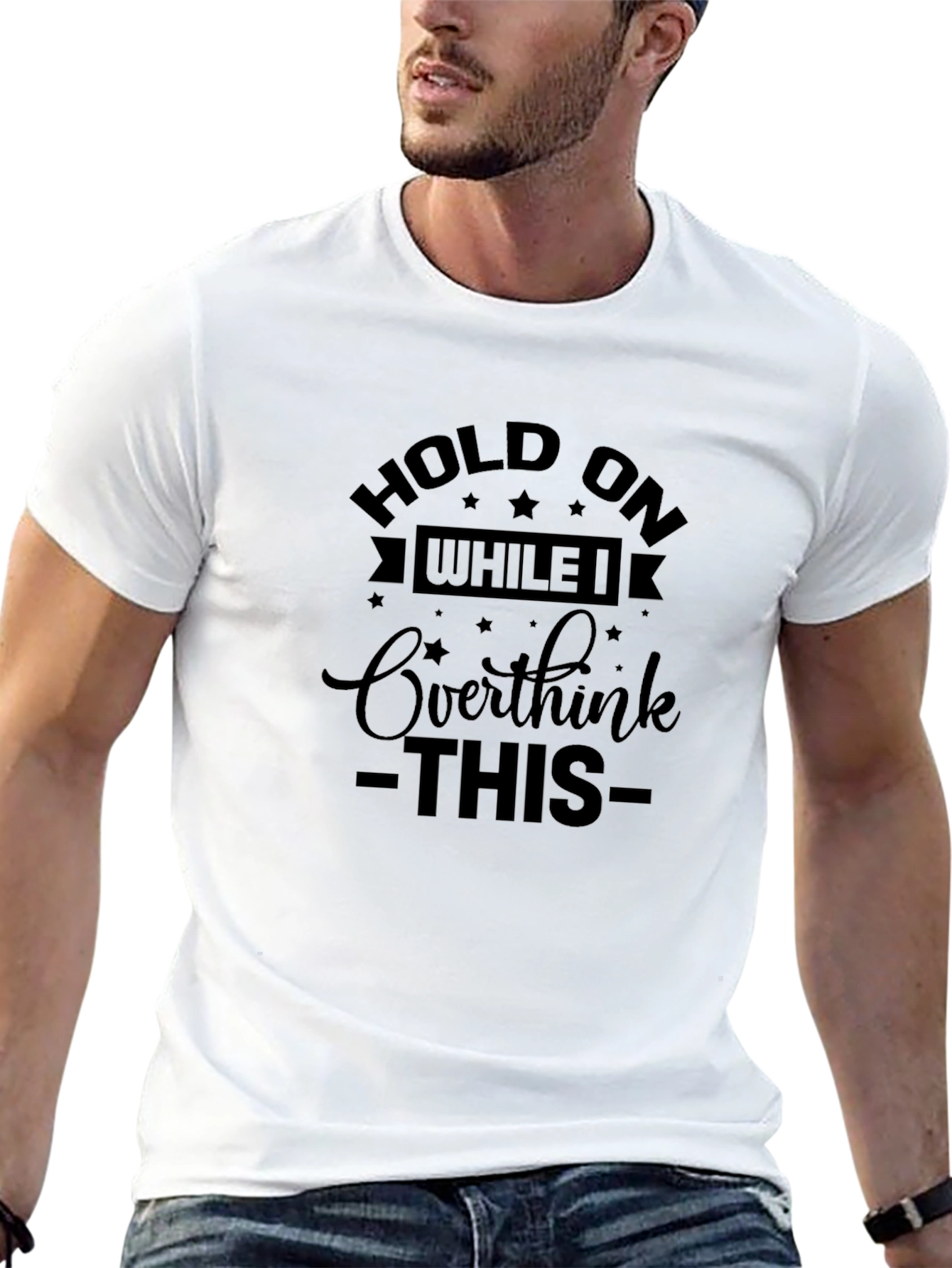 Hold On Overthink T-Shirt - Black Cotton
