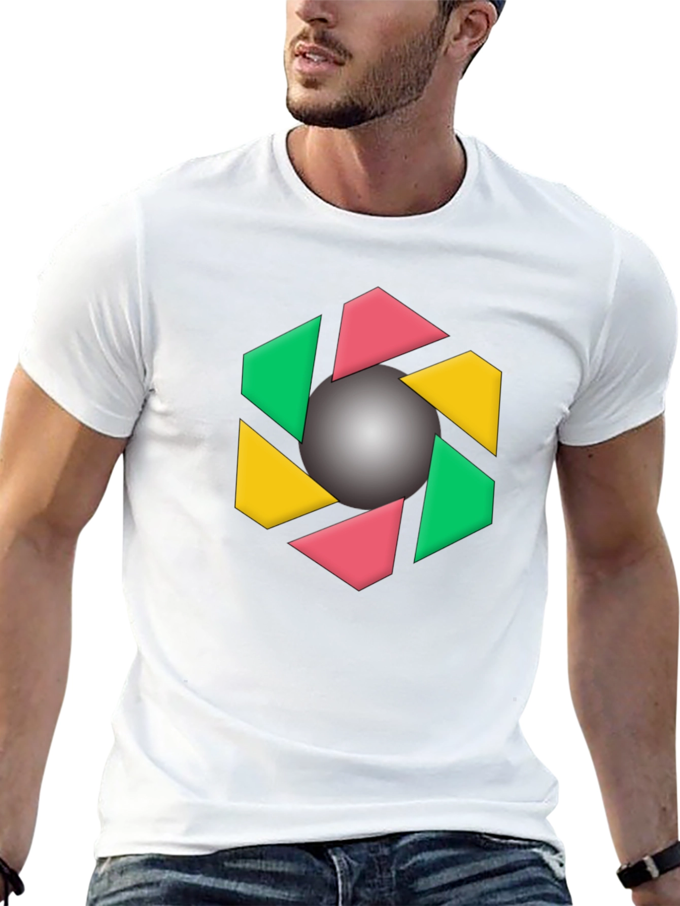 Geometric Design Black T-Shirt