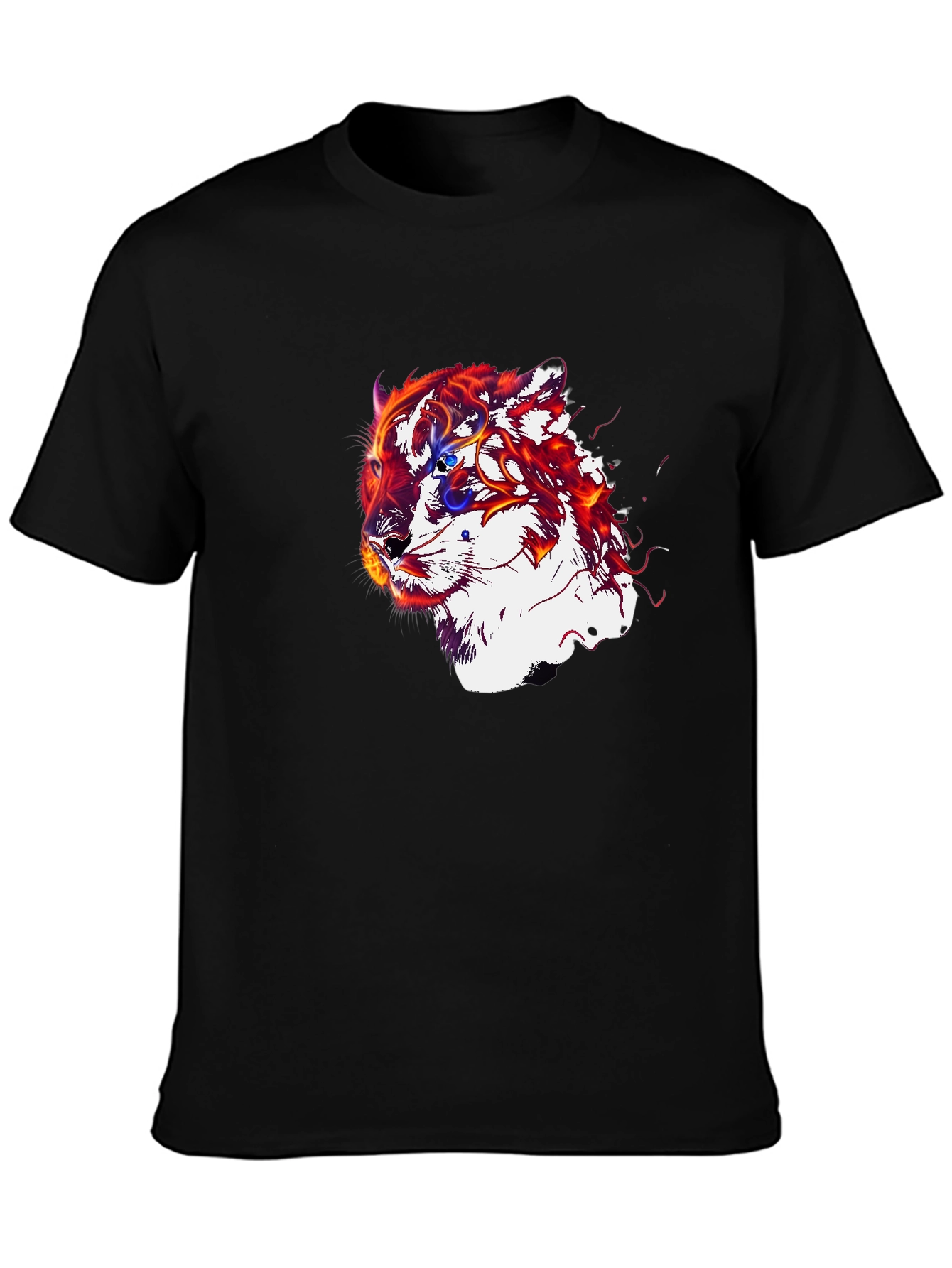 Fiery Tiger Graphic Black T-Shirt