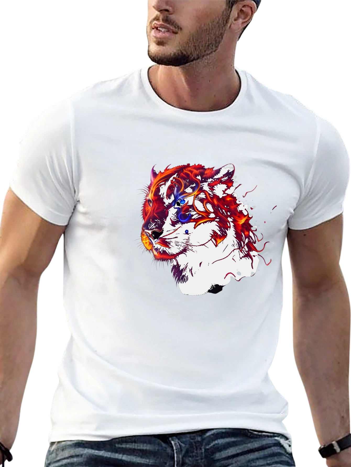 Fiery Tiger Graphic Black T-Shirt