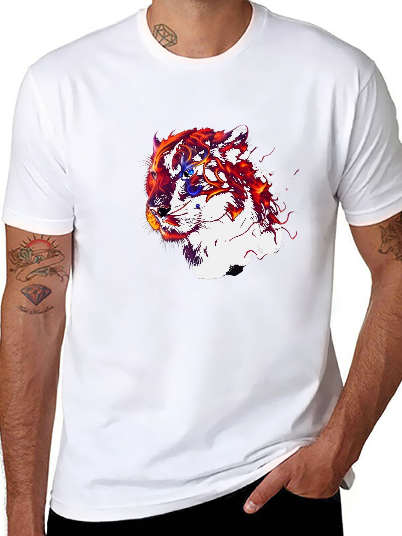 Fiery Tiger Graphic Black T-Shirt