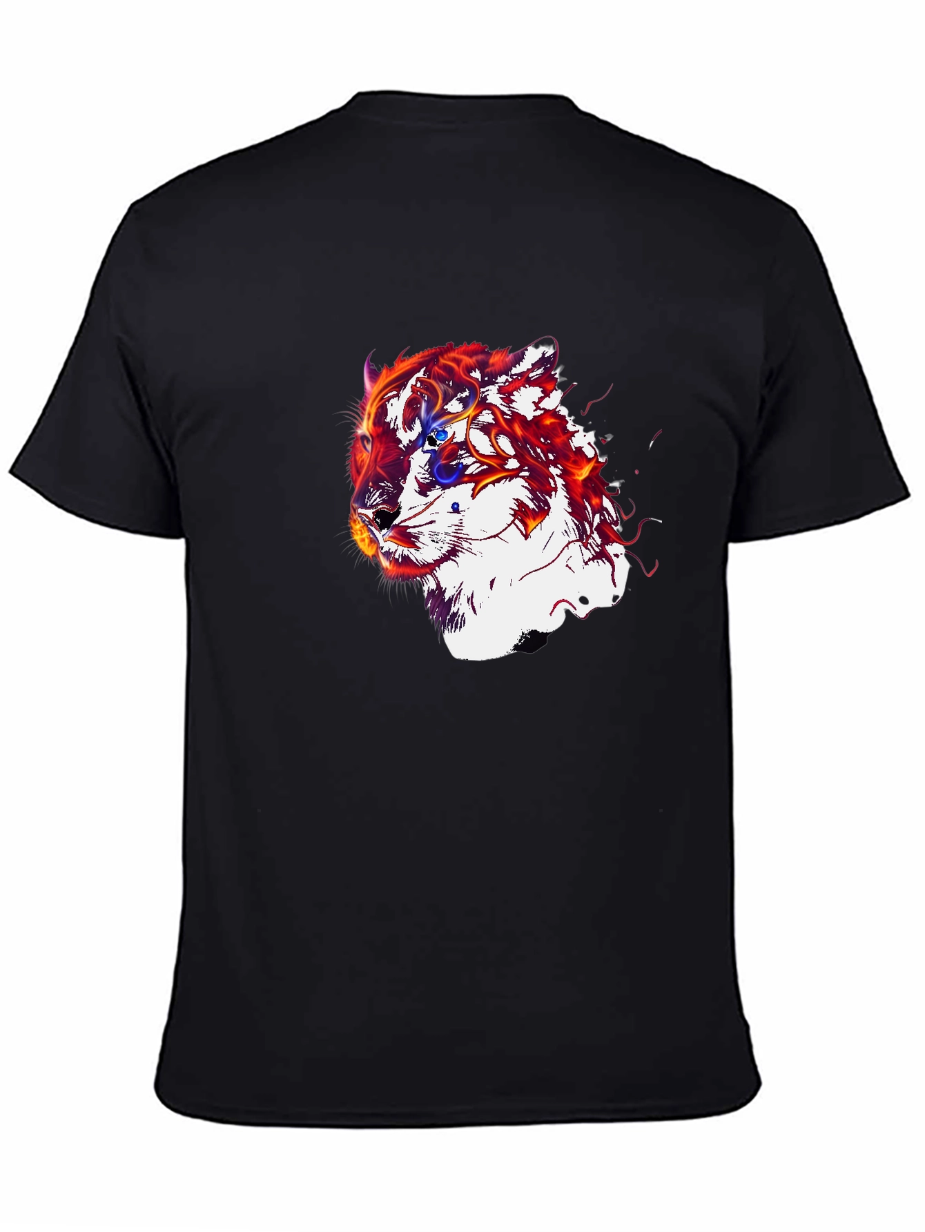 Fiery Tiger Graphic Black T-Shirt