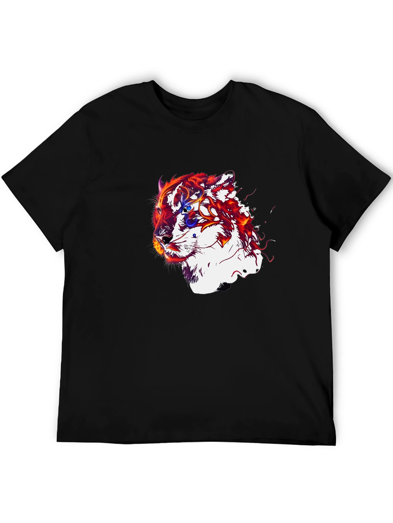 Fiery Tiger Graphic Black T-Shirt