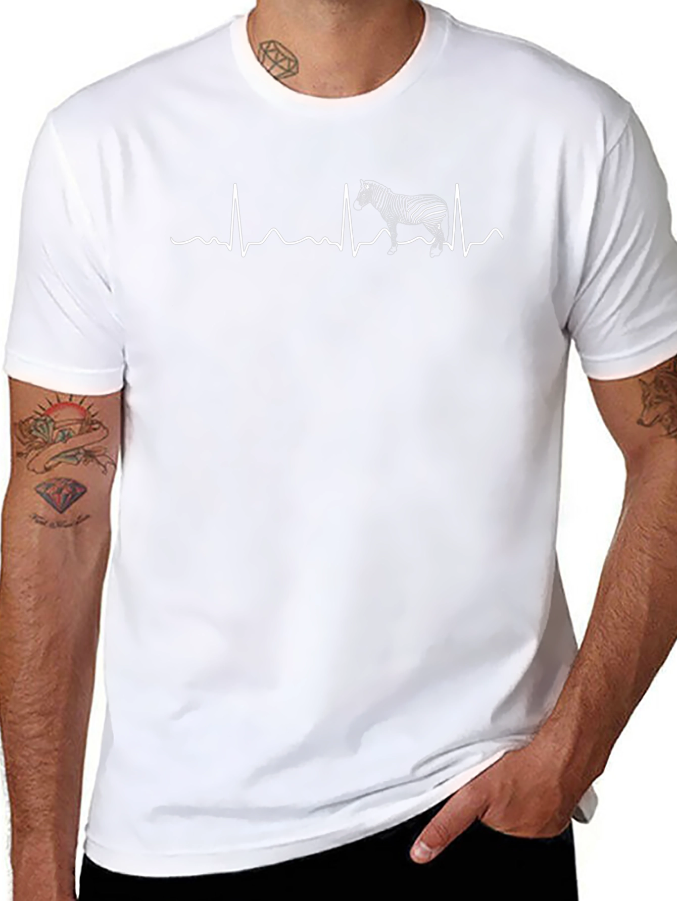 Zebra Heartbeat T-Shirt - Black