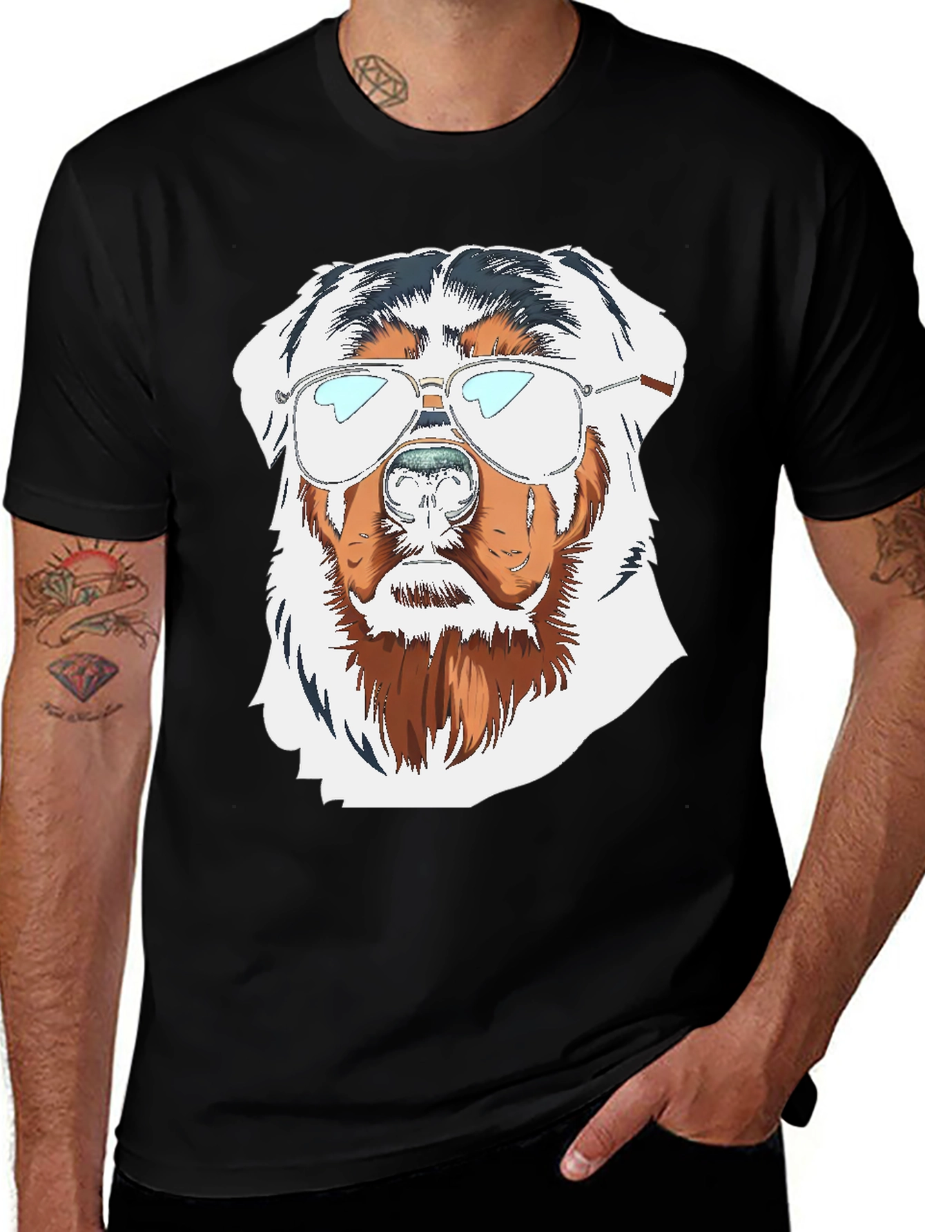 Cool Dog Graphic Tee - Black Cotton T-Shirt