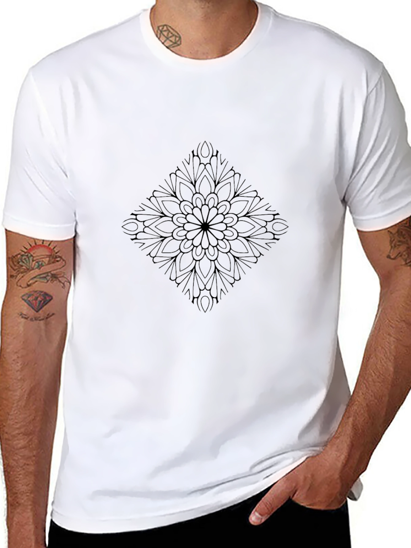 Mens Black Mandala Graphic Tee