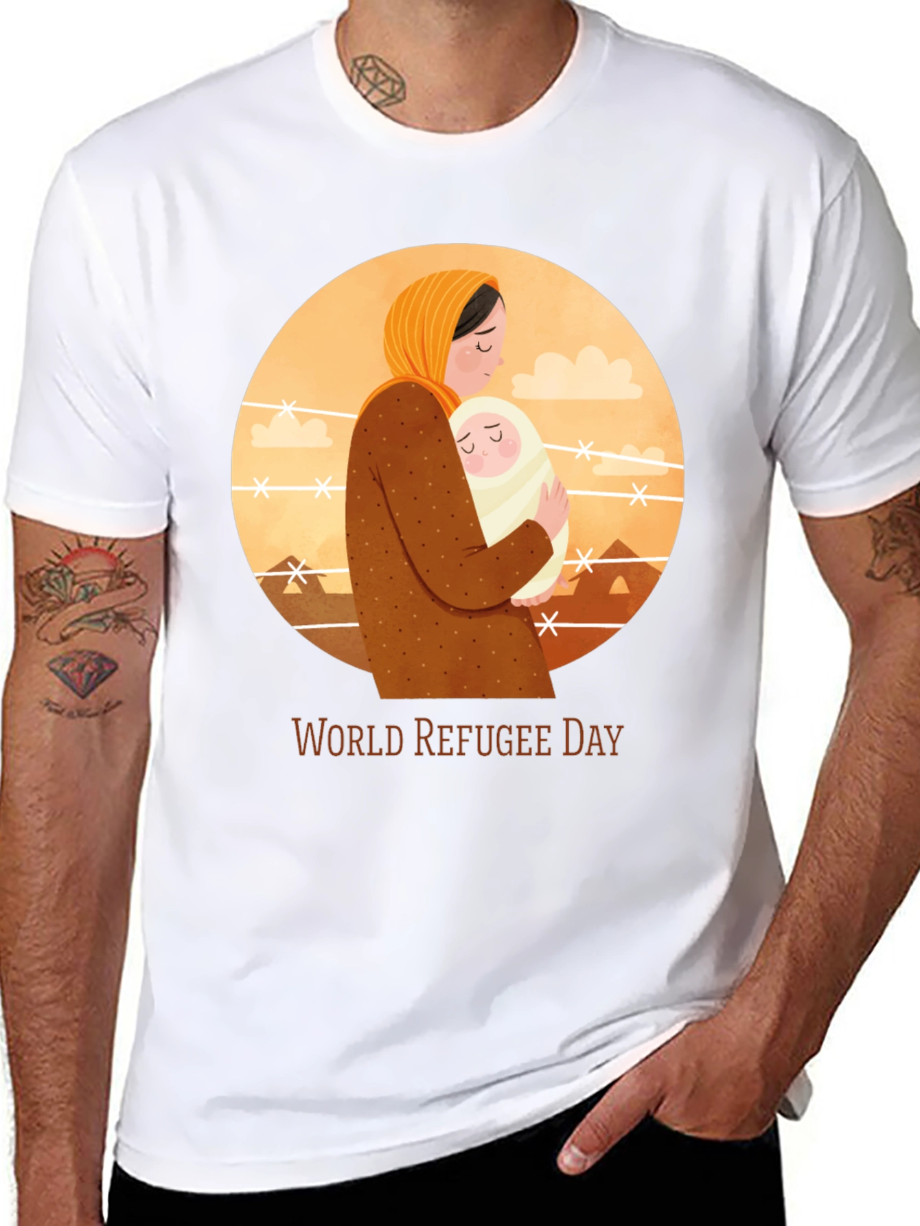 World Refugee Day T-Shirt: Mother and Child Graphic