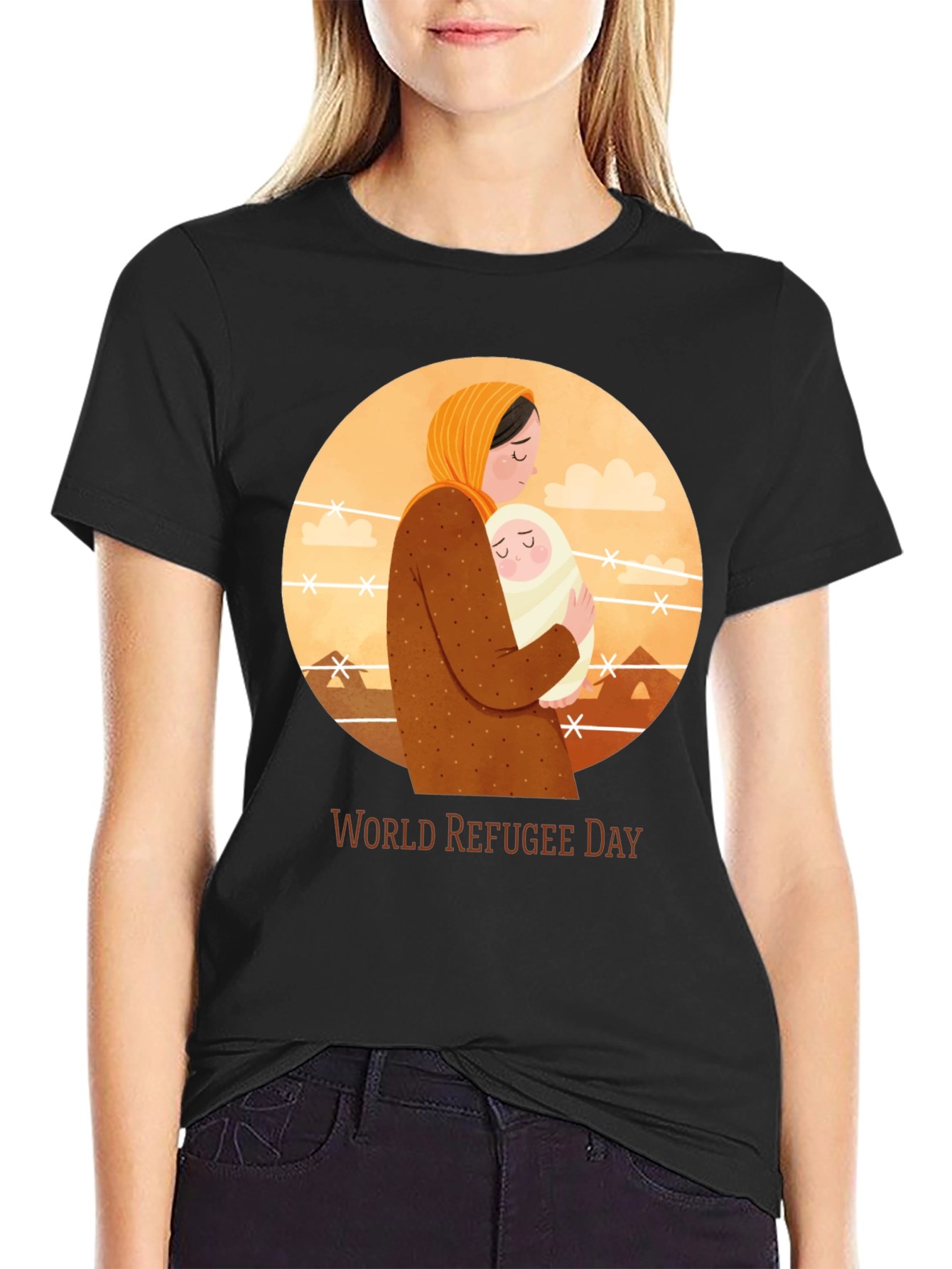 World Refugee Day T-Shirt: Mother and Child Graphic
