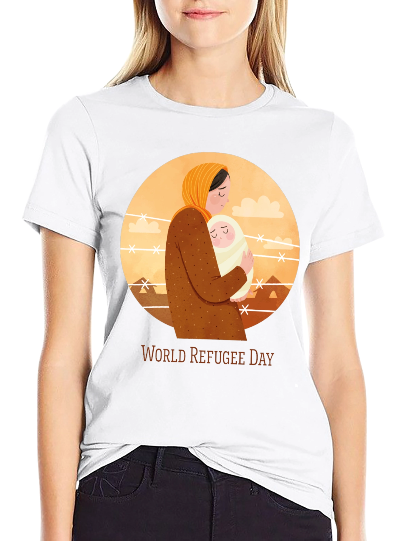 World Refugee Day T-Shirt: Mother and Child Graphic