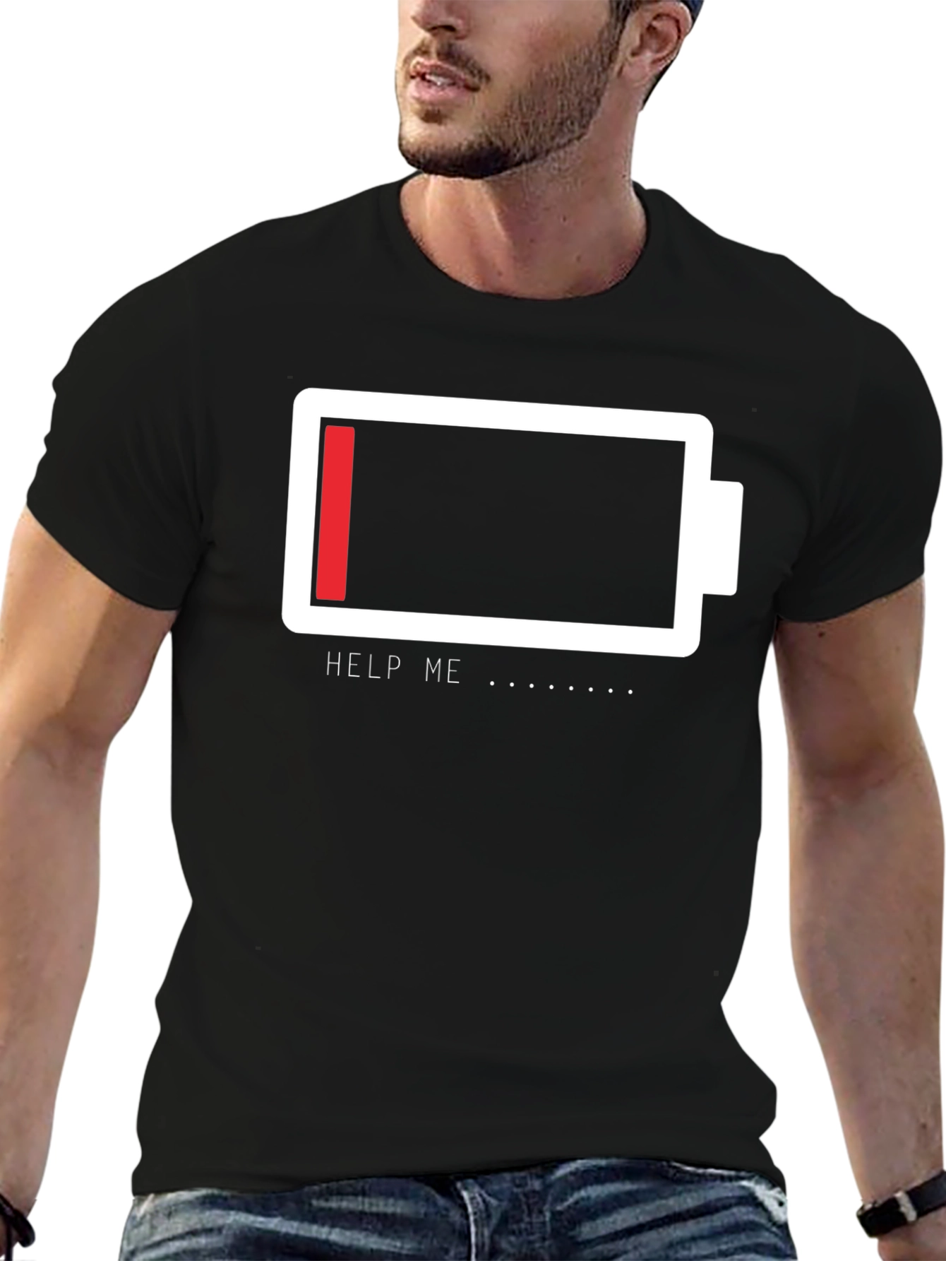 Low Battery Graphic Tee - Help Me Funny T-Shirt
