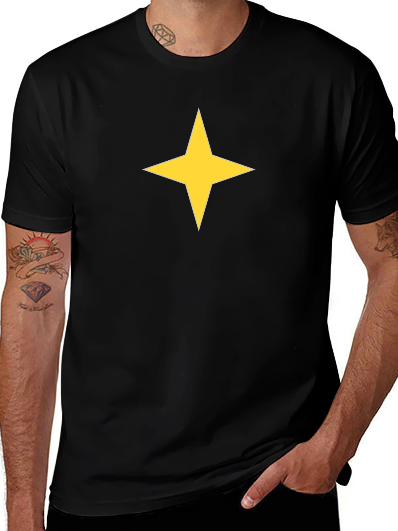 Black Tee with Yellow Star