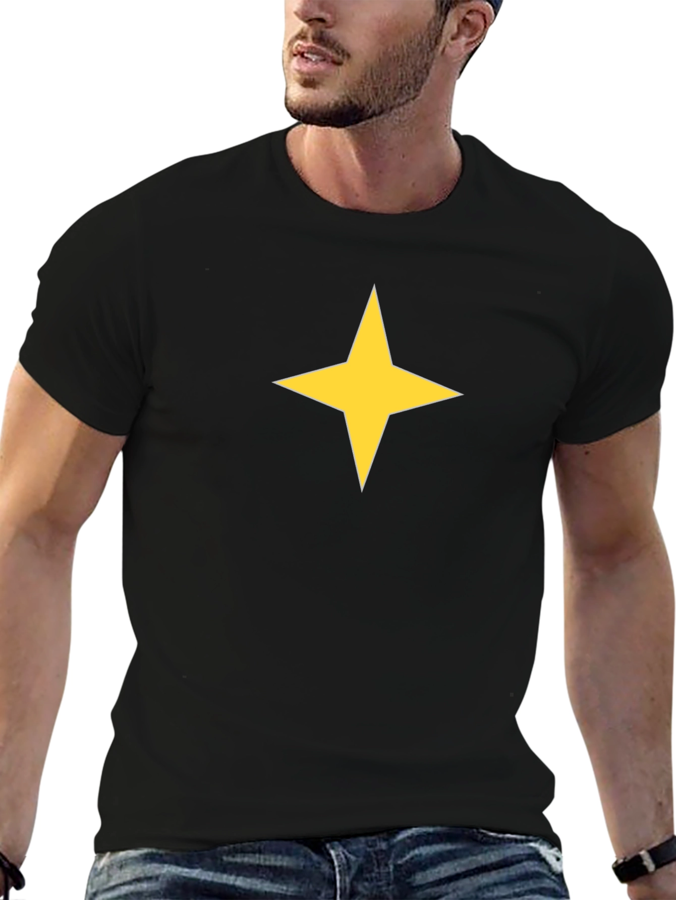Black Tee with Yellow Star