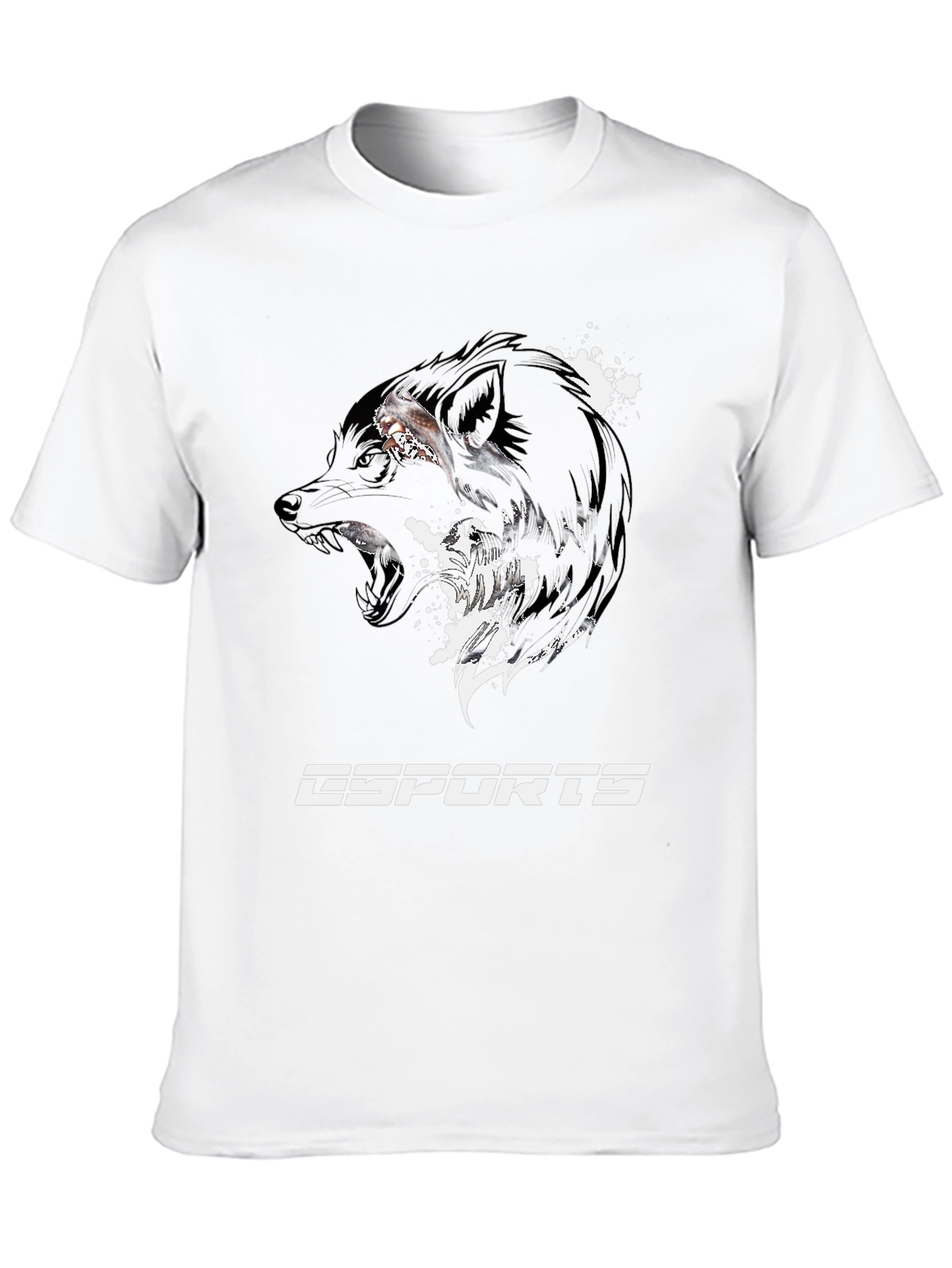 Esports Wolf Graphic Tee - Black Cotton T-Shirt