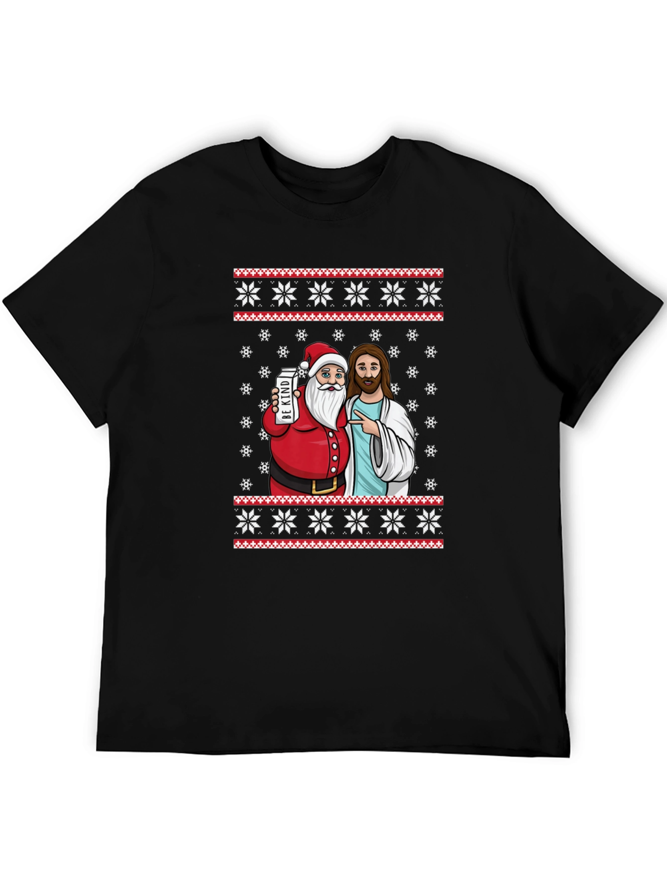 Funny Santa & Jesus Christmas Graphic T-Shirt