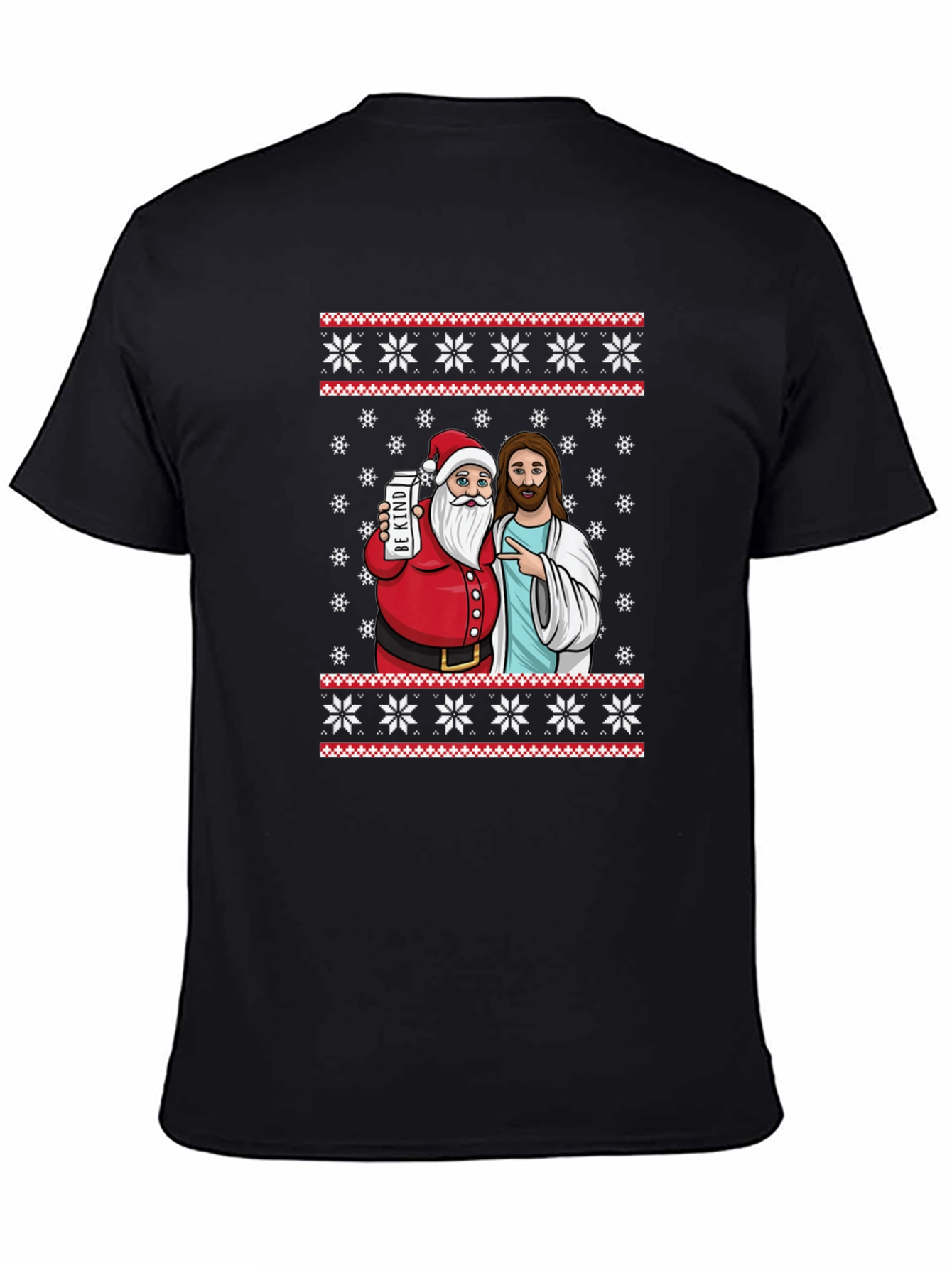 Funny Santa & Jesus Christmas Graphic T-Shirt