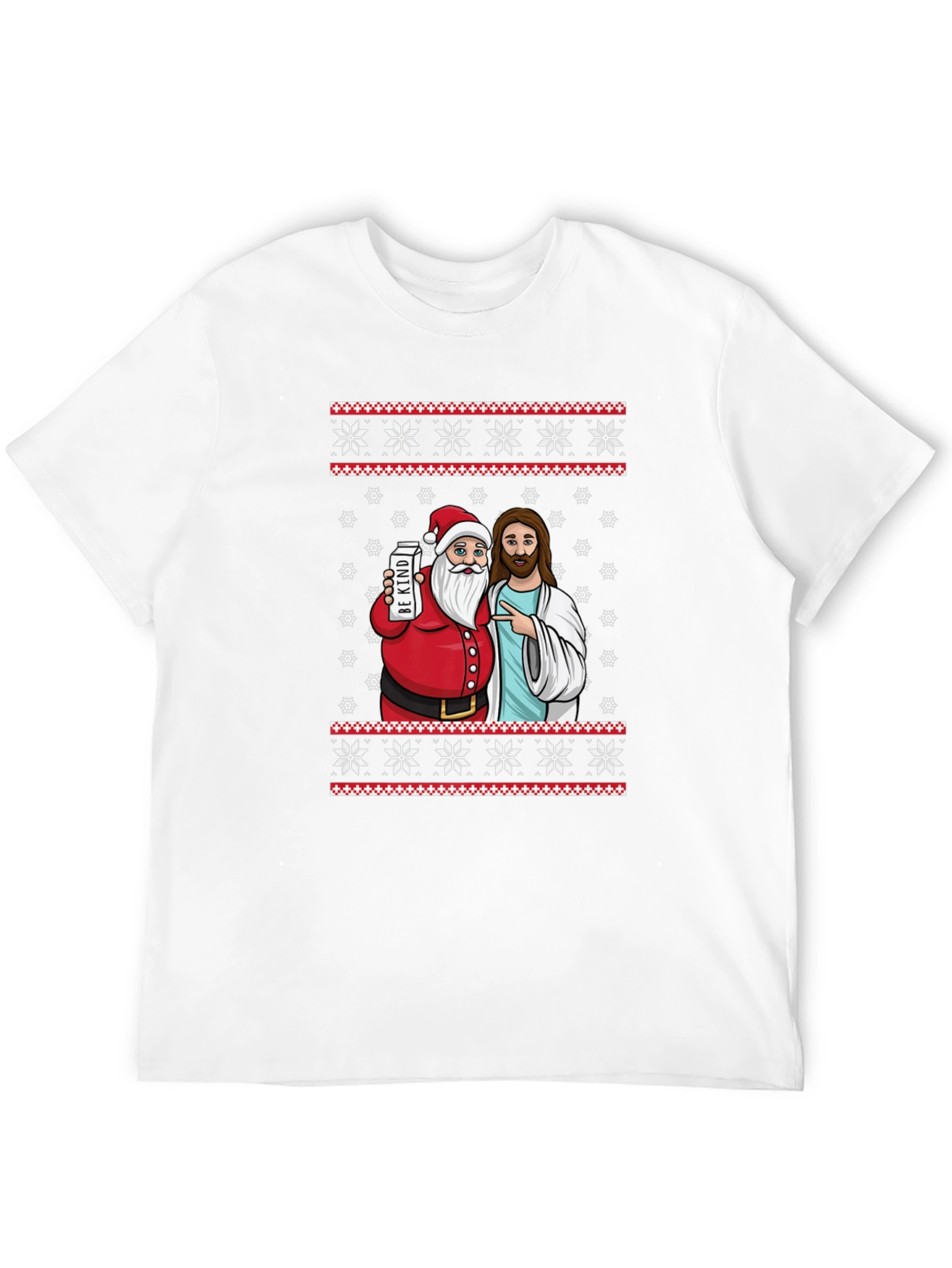 Funny Santa & Jesus Christmas Graphic T-Shirt