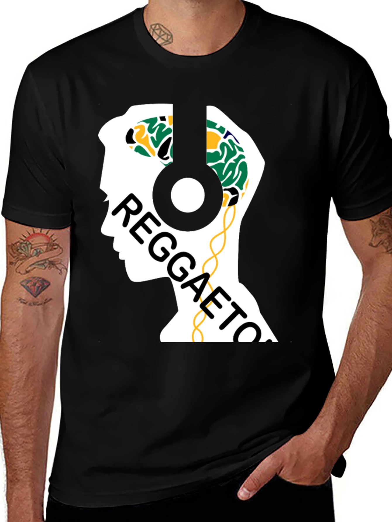 Reggaeton Brain Headphones T-Shirt - Music Lover Tee