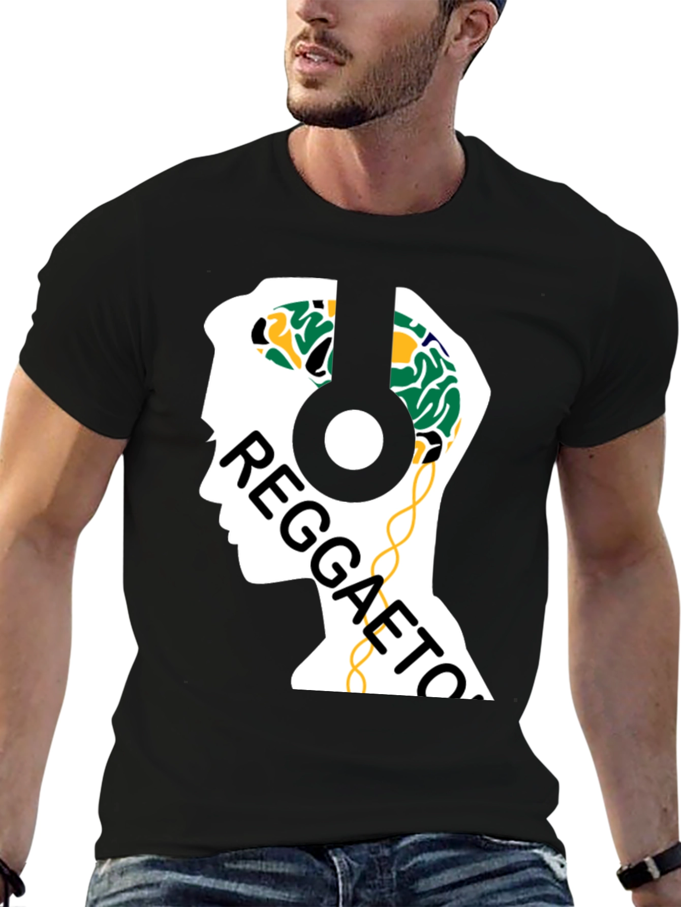 Reggaeton Brain Headphones T-Shirt - Music Lover Tee