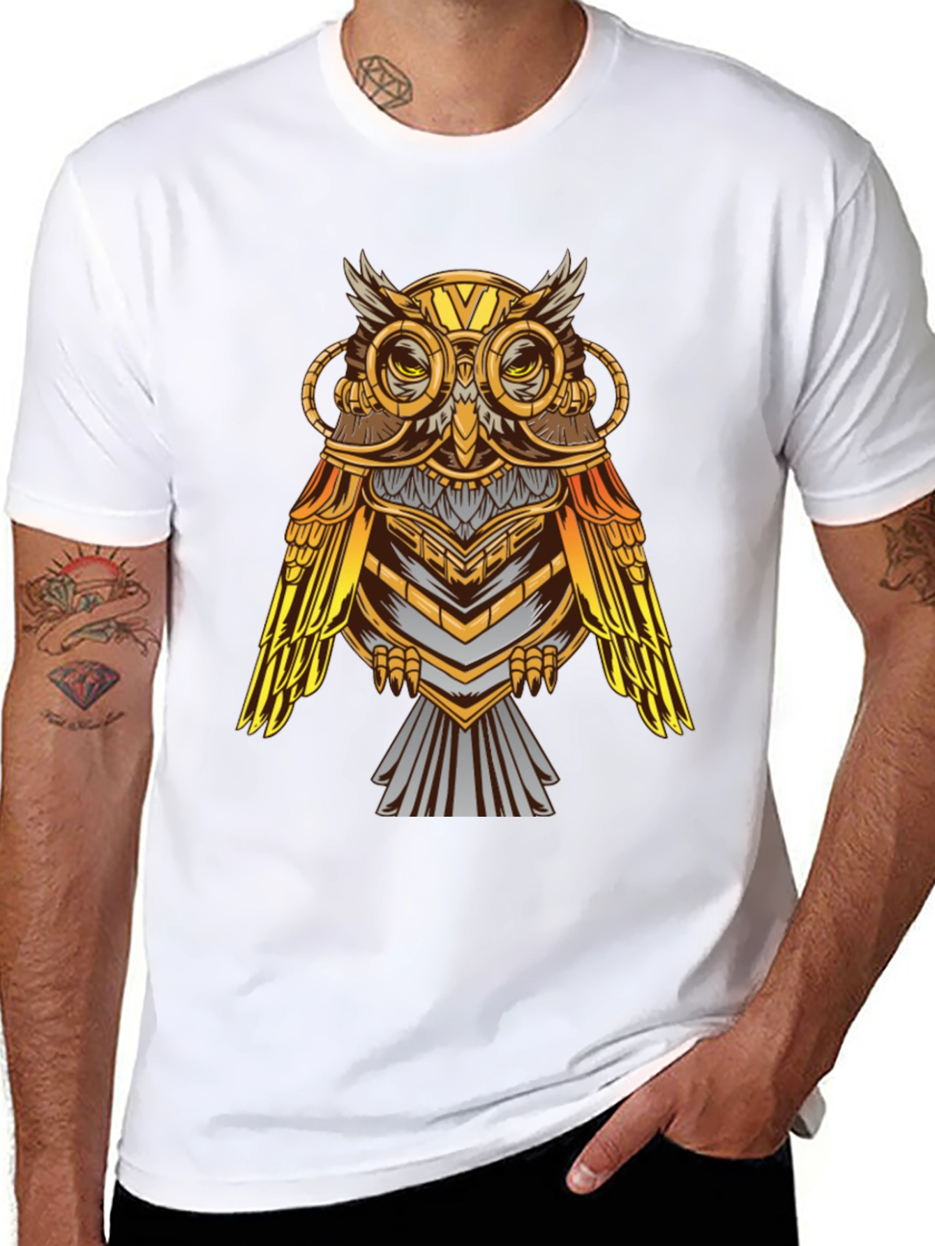 Steampunk Owl Graphic T-Shirt - Unique Design