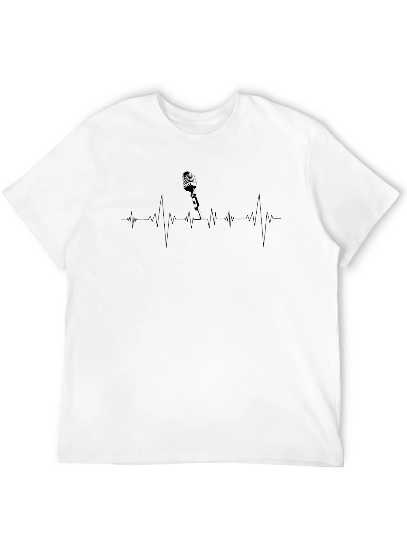 Retro Microphone Heartbeat T-Shirt - Black