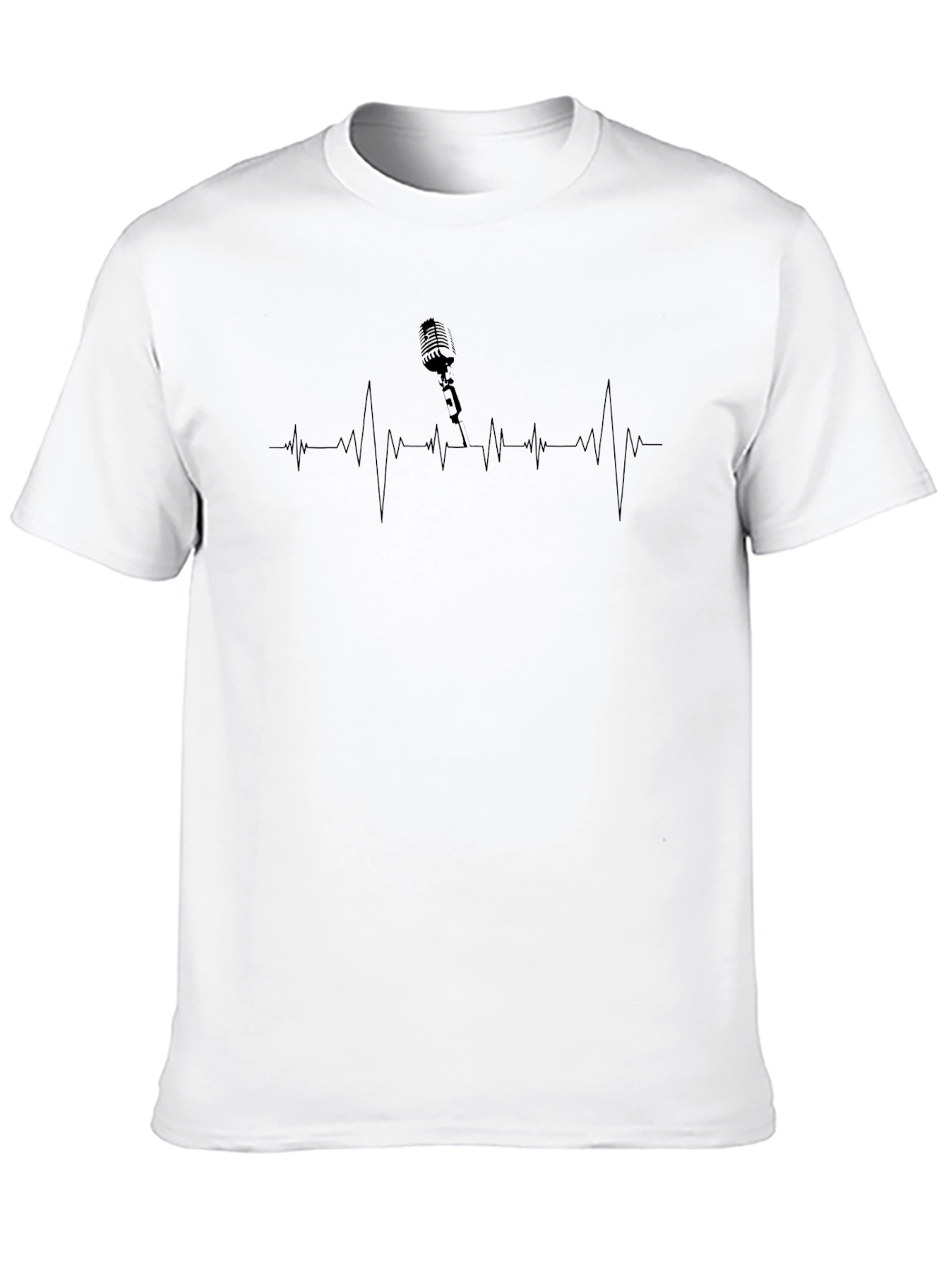 Retro Microphone Heartbeat T-Shirt - Black