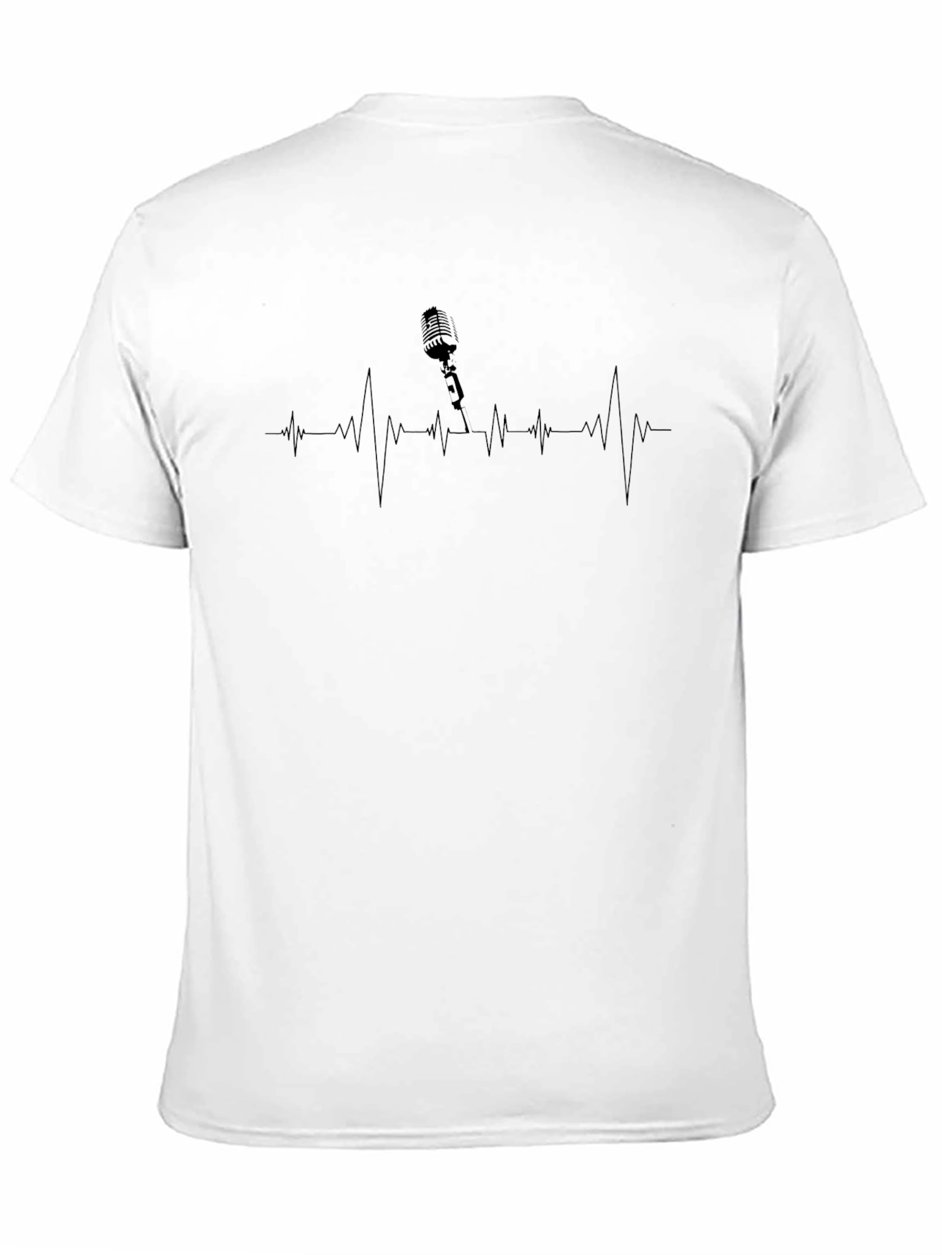 Retro Microphone Heartbeat T-Shirt - Black