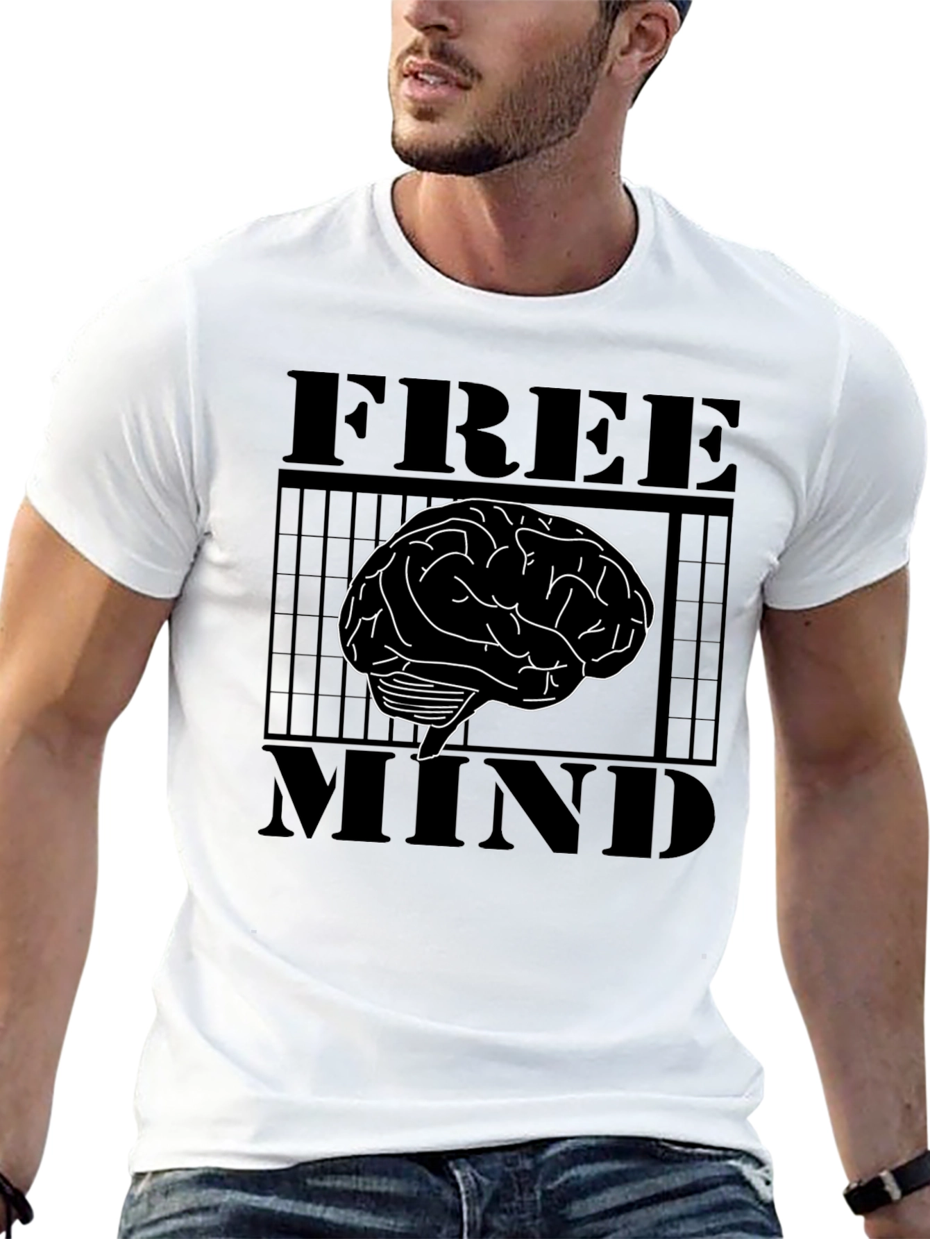 Free Mind Brain Graphic T-Shirt - Mens