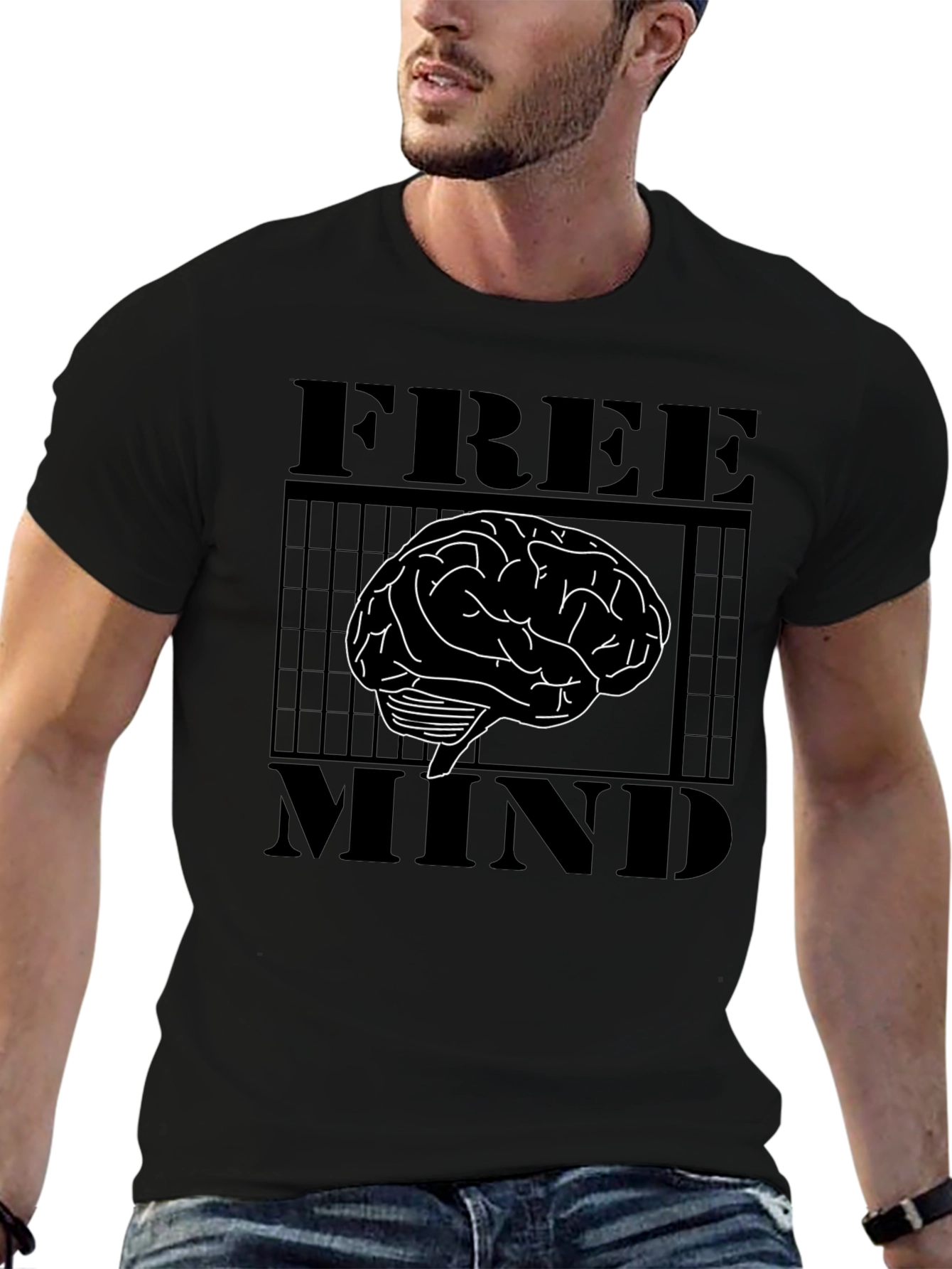 Free Mind Brain Graphic T-Shirt - Mens