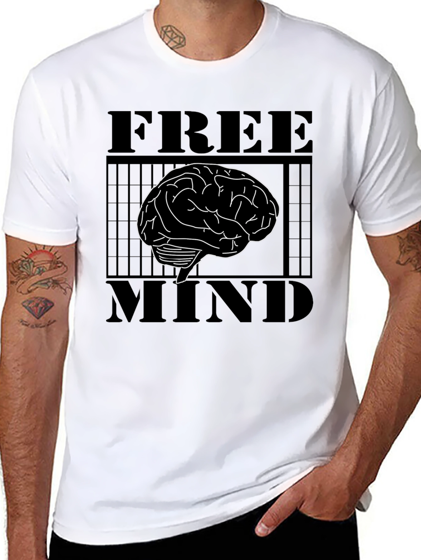 Free Mind Brain Graphic T-Shirt - Mens