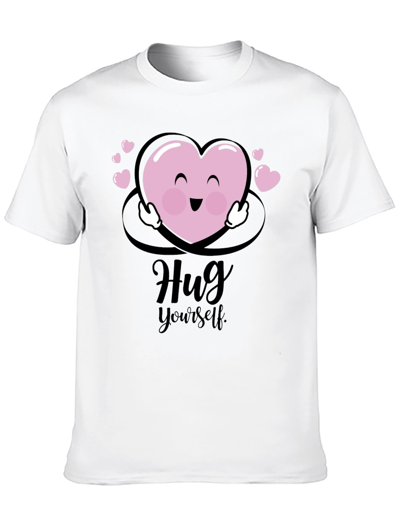 Hug Yourself Heart Graphic Black T-Shirt