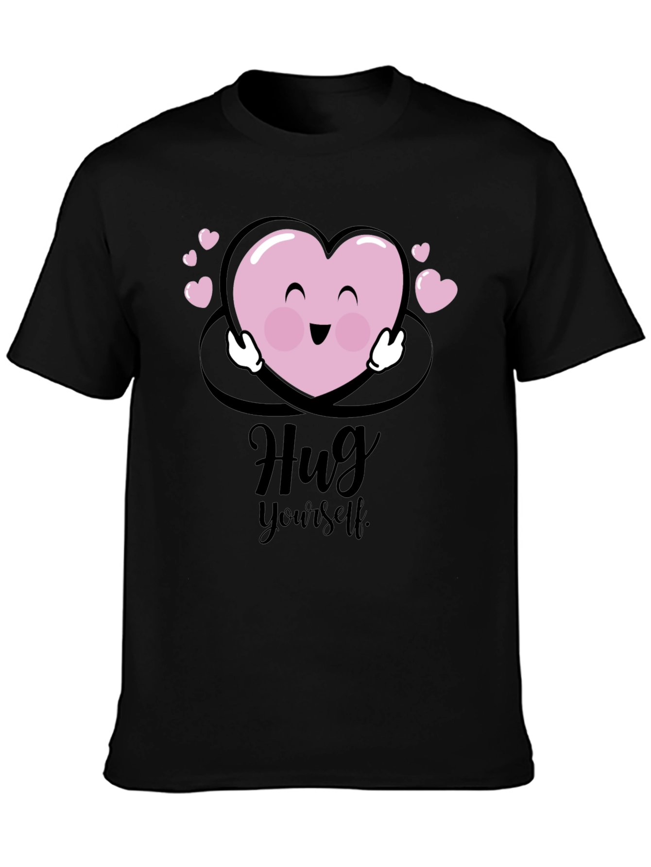 Hug Yourself Heart Graphic Black T-Shirt