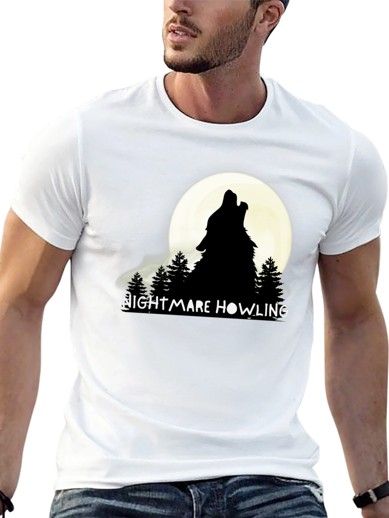 Nightmare Howling Wolf Graphic T-Shirt