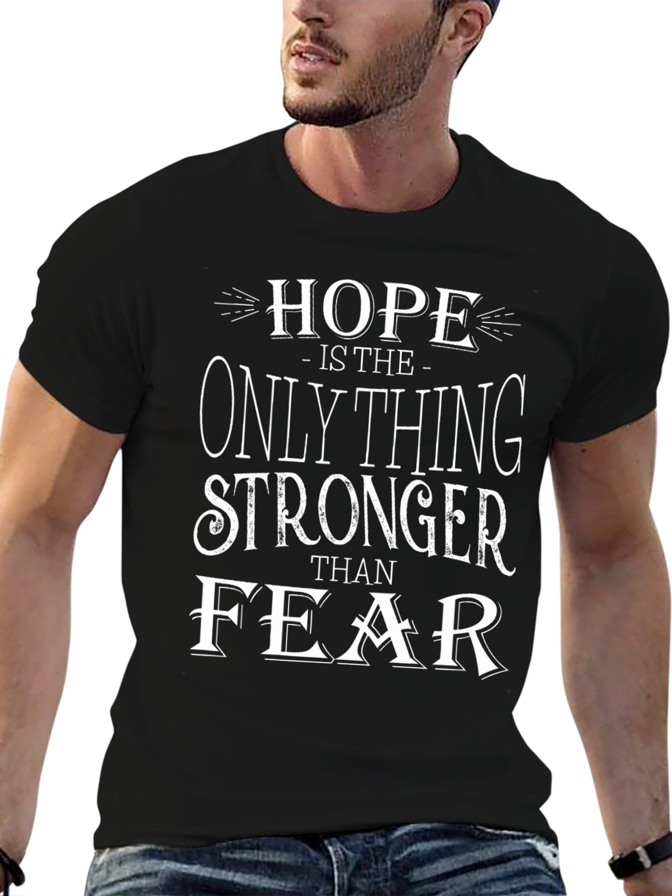 Hope Stronger Than Fear Graphic Tee - Black