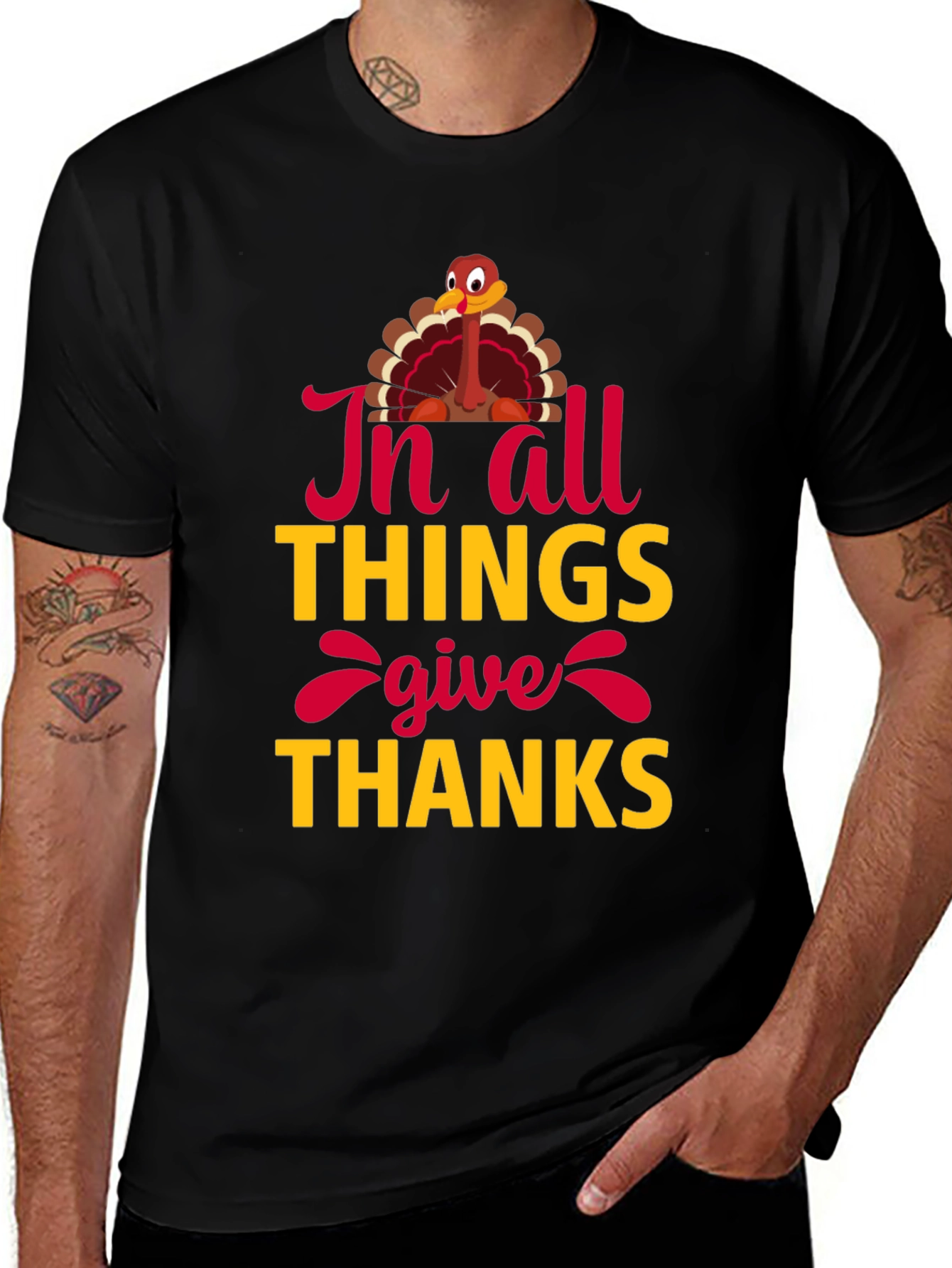 Thanksgiving Turkey T-Shirt - In All Things Give Thanks