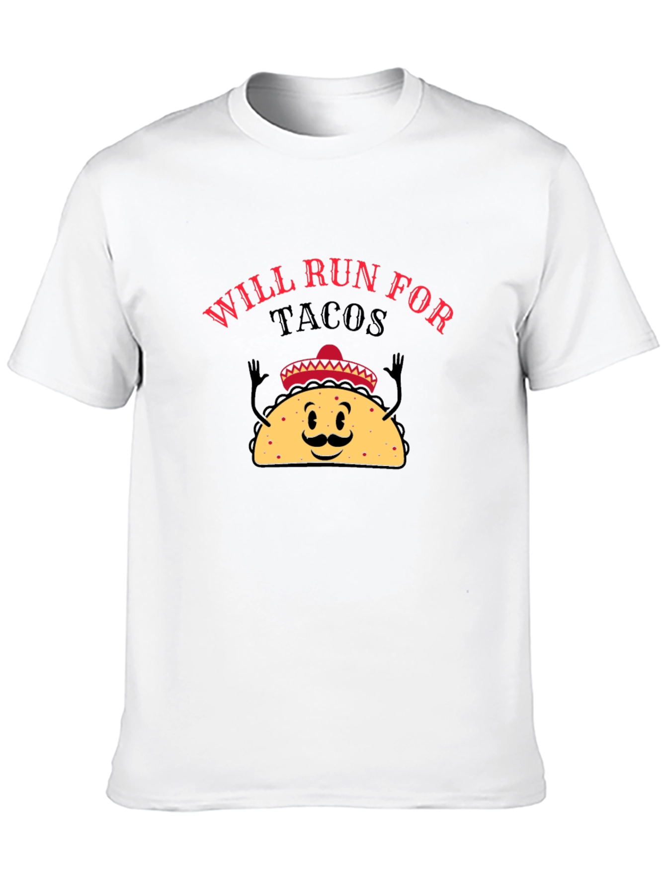 Will Run For Tacos Black Graphic T-Shirt