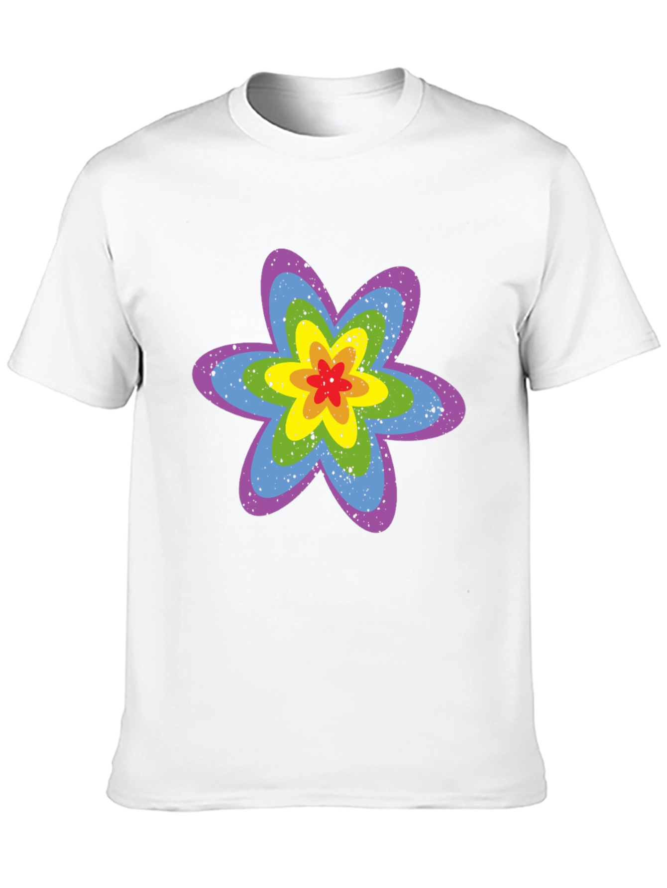 Rainbow Flower Graphic Tee - Black Cotton T-Shirt