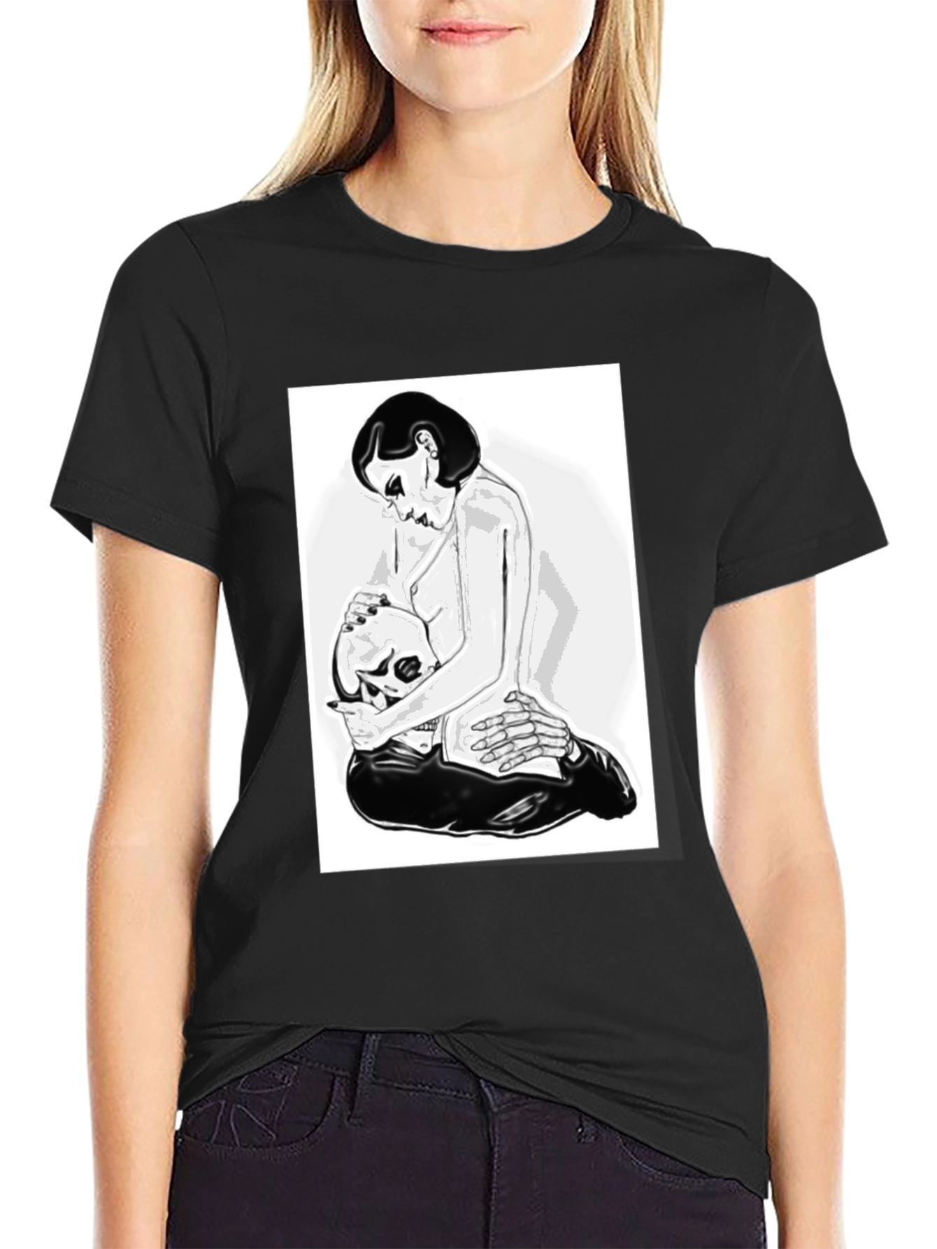 Graphic T-Shirt - Woman and Skull Design