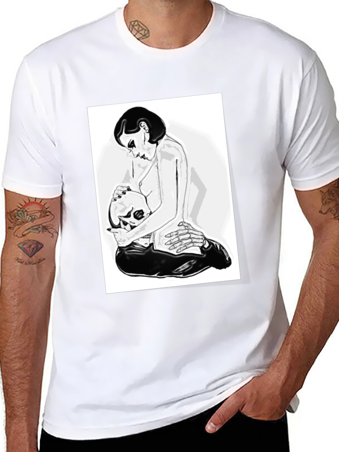 Graphic T-Shirt - Woman and Skull Design