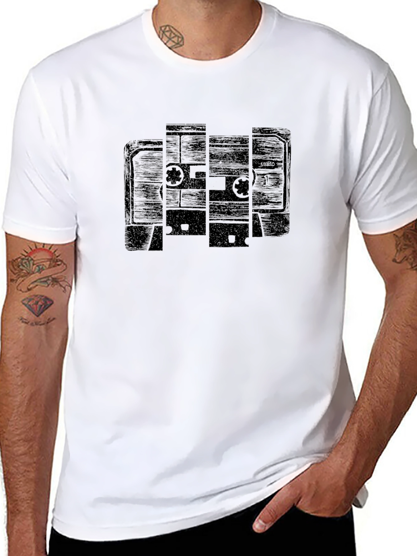Retro Cassette Tape Graphic T-Shirt - Black