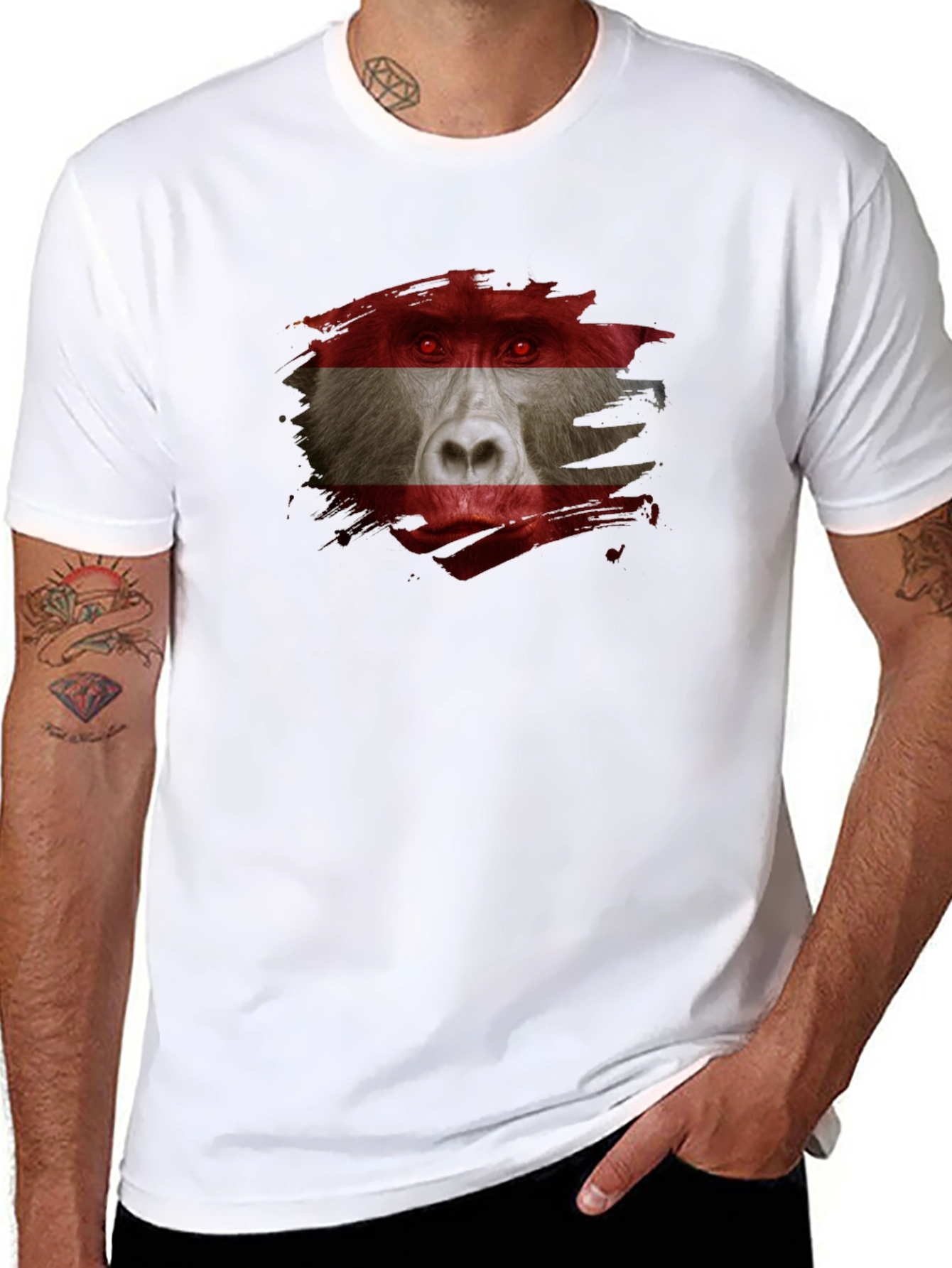 Austrian Baboon Graphic Tee - Unique Flag T-Shirt