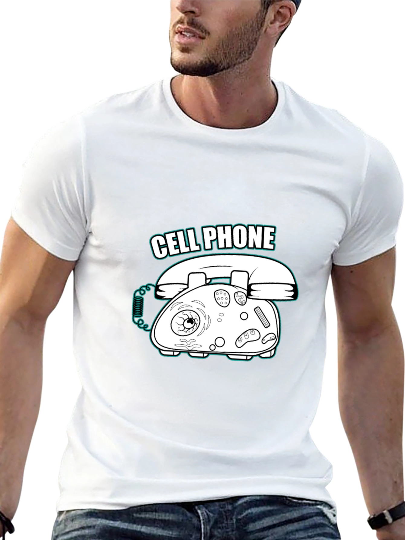 Humorous Cell Phone Graphic T-Shirt