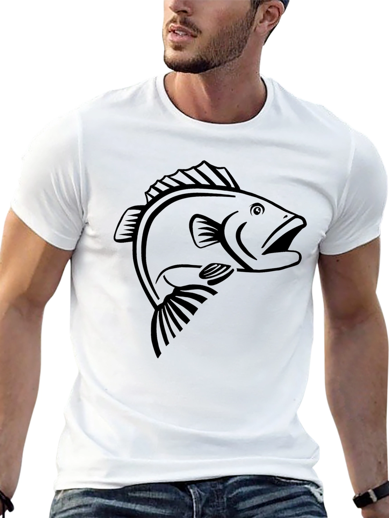 Black Bass Fish Graphic T-Shirt - Mens Casual Tee