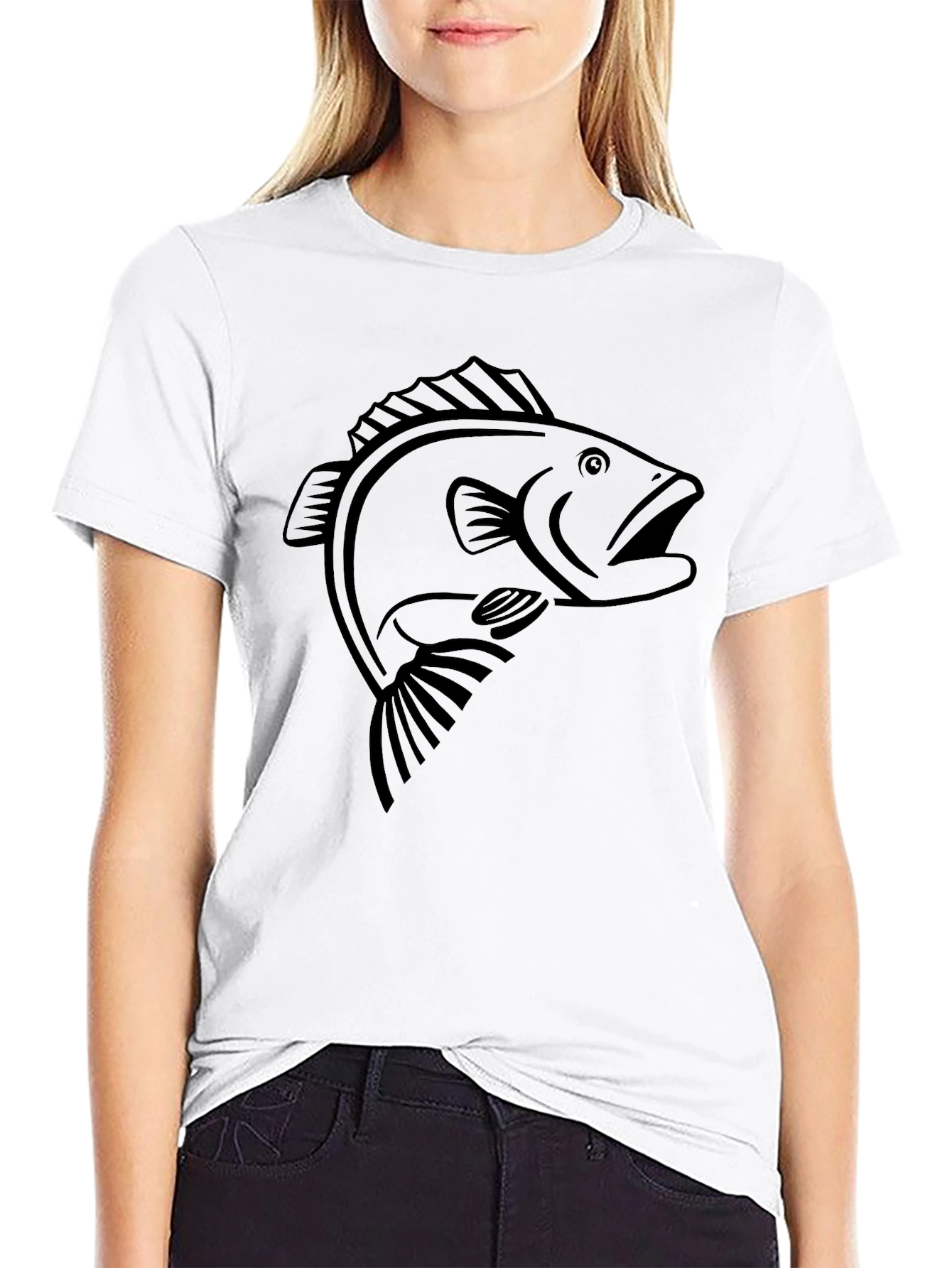 Black Bass Fish Graphic T-Shirt - Mens Casual Tee