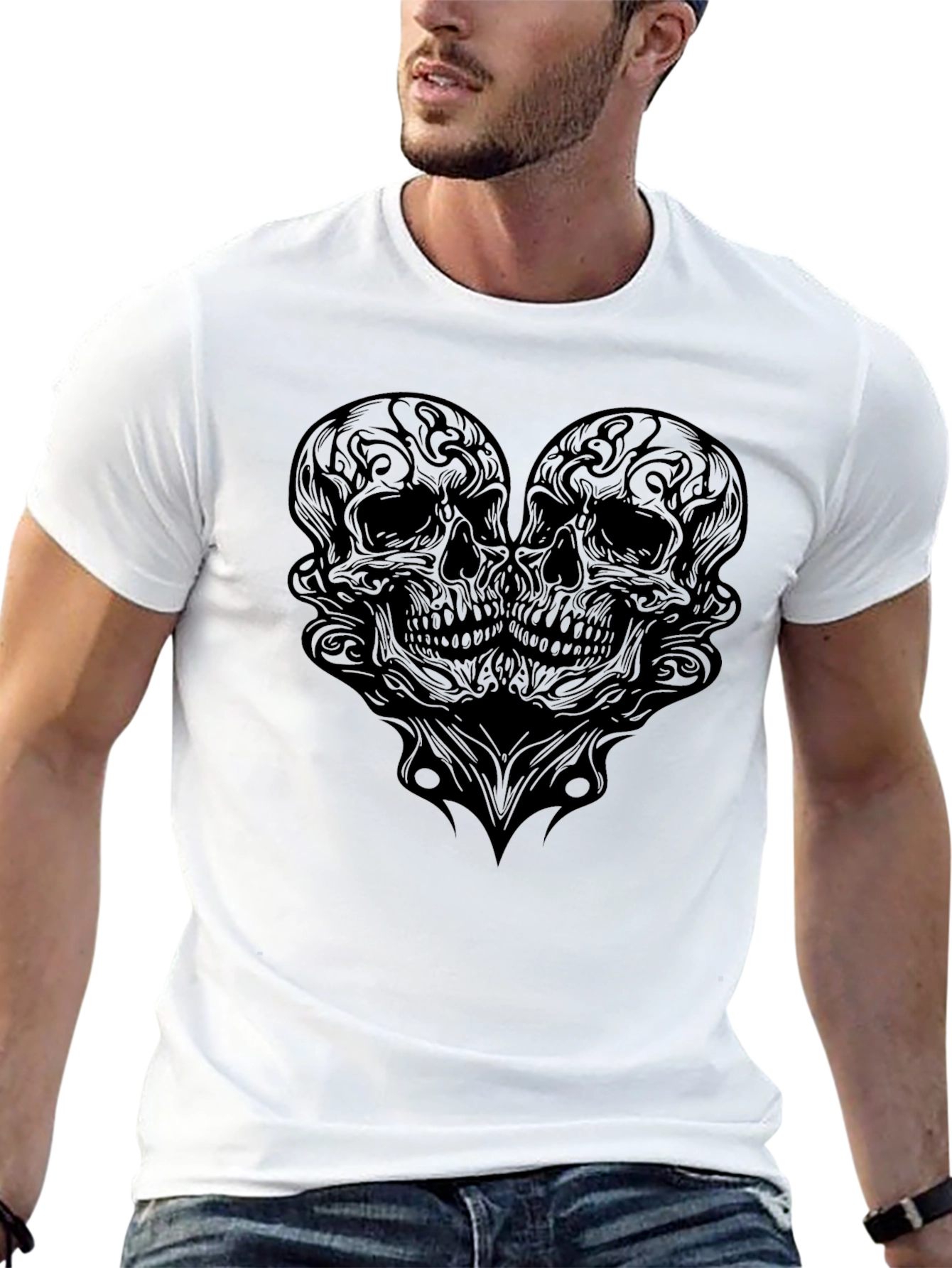 Skull Heart Graphic Tee - Mens Black T-Shirt