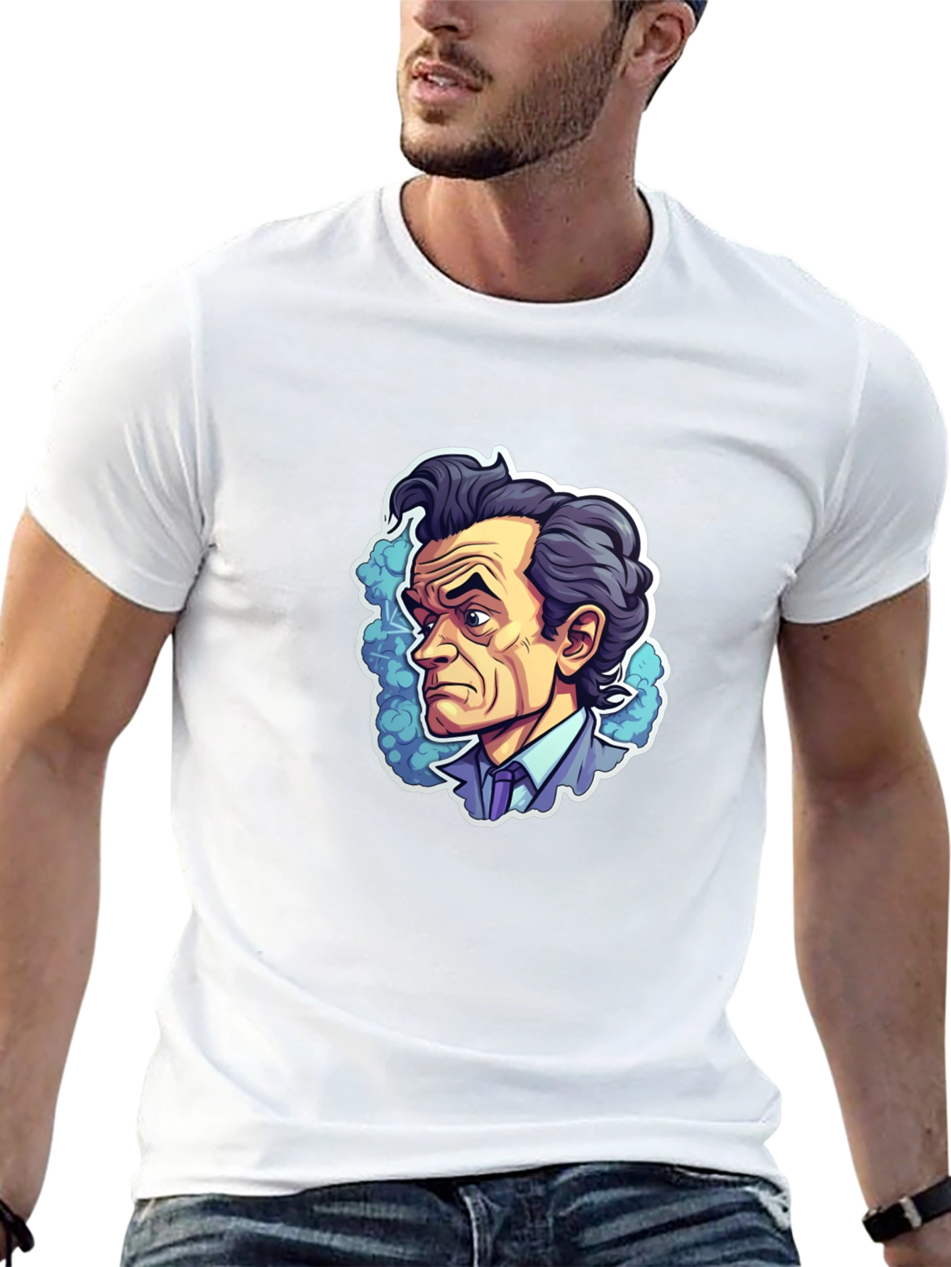 Cartoon Portrait Black T-Shirt