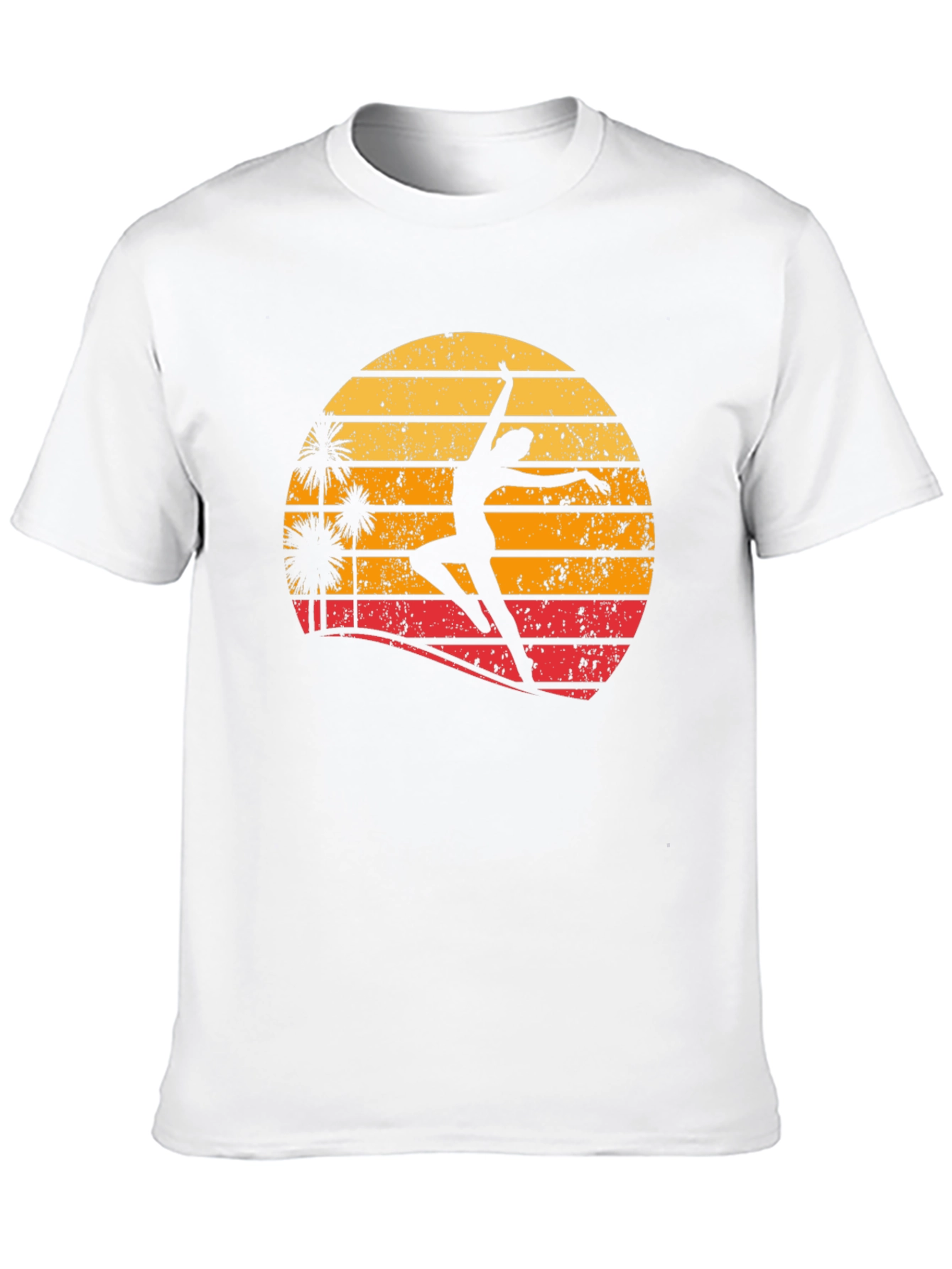 Retro Sunset Dancer Graphic Tee - Black