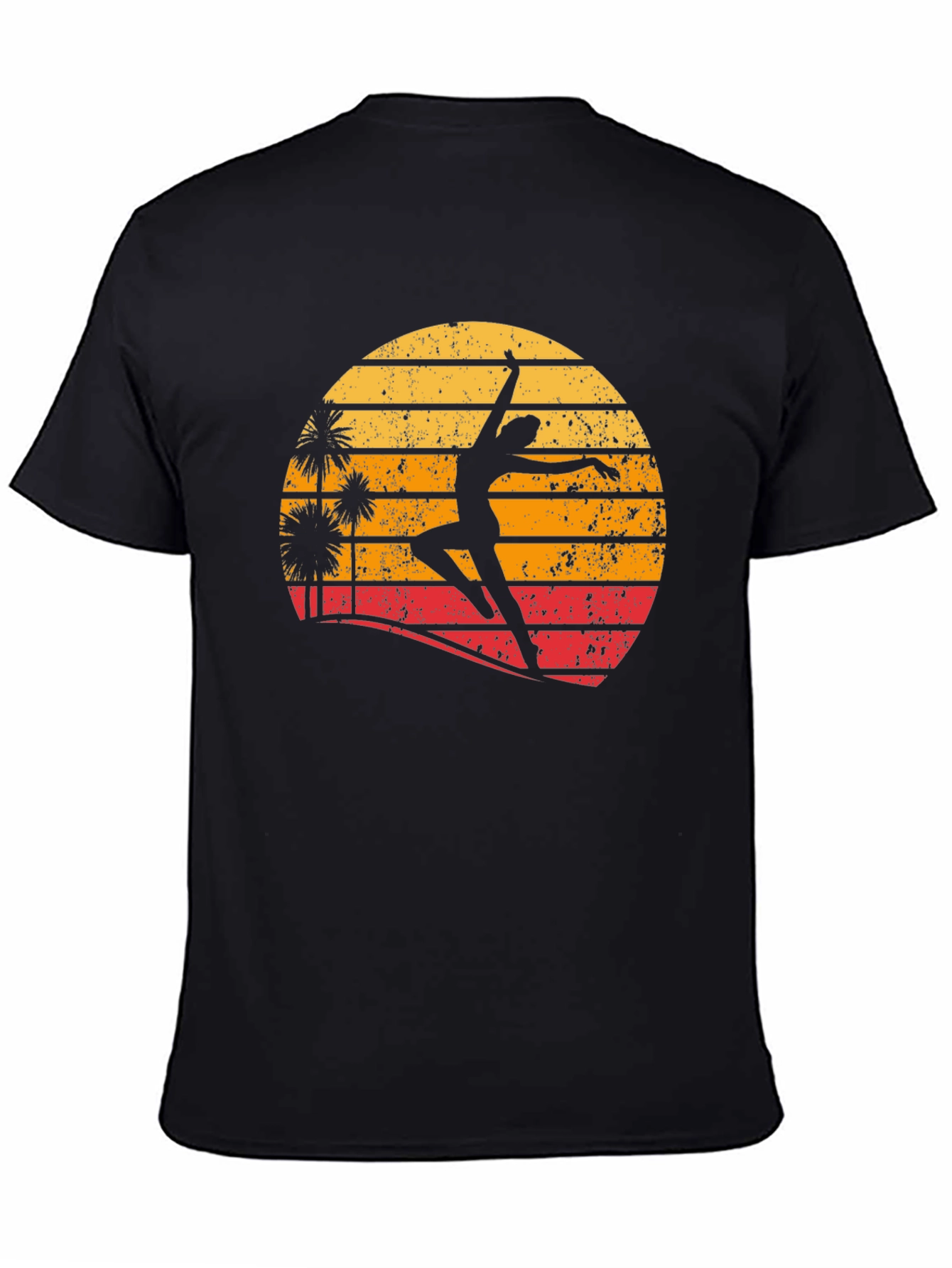 Retro Sunset Dancer Graphic Tee - Black