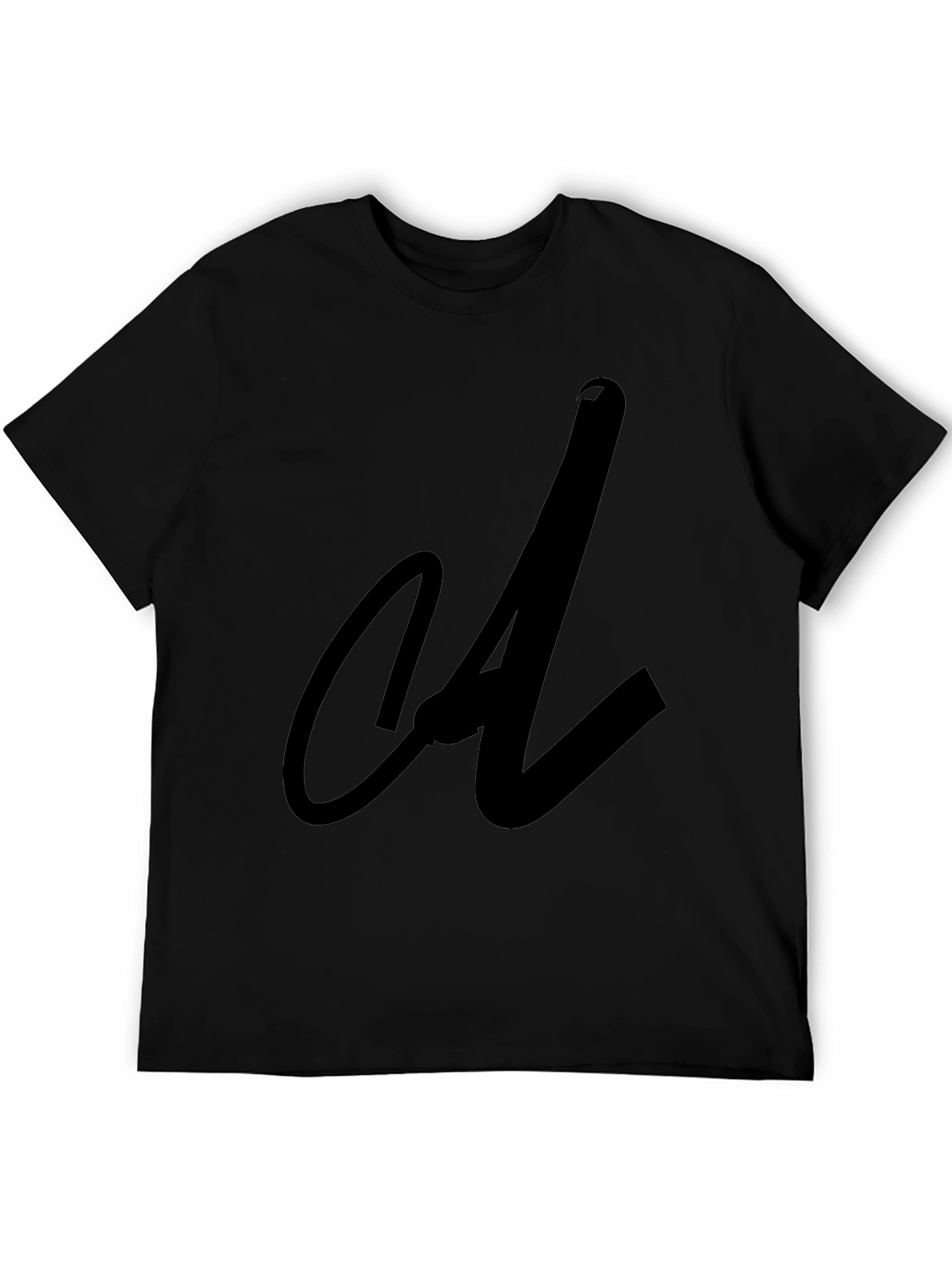 Black Tee with Abstract Initial Design