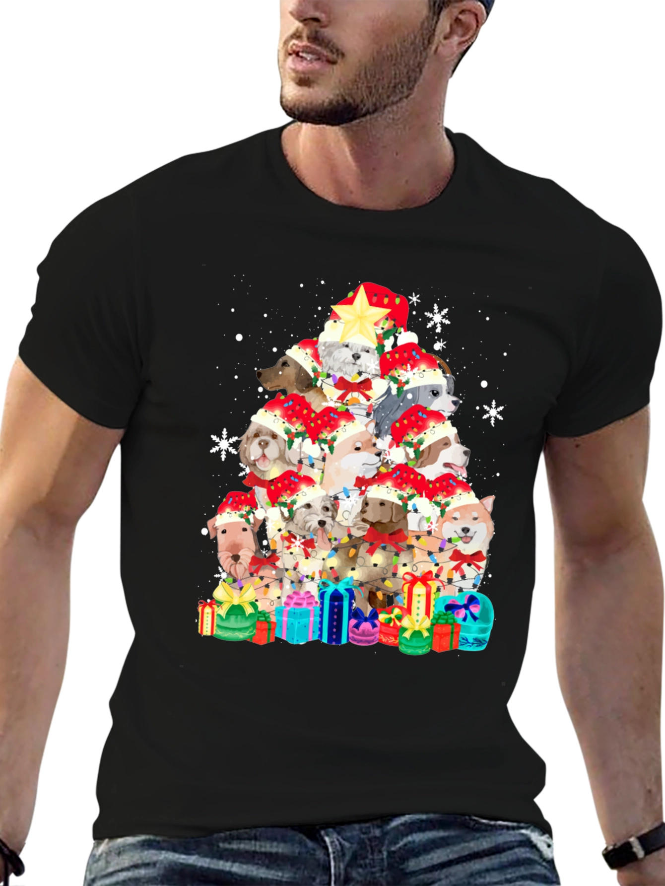 Dog Christmas Tree T-Shirt - Festive Holiday Apparel