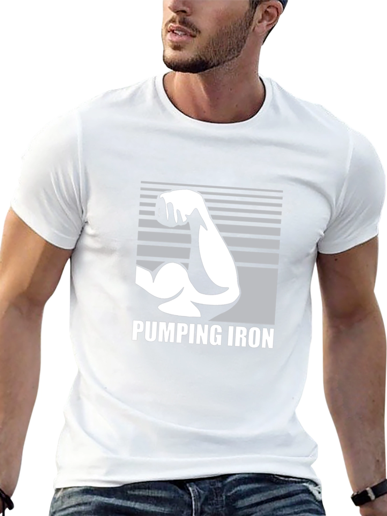 Pumping Iron Graphic Tee - Black Cotton Gym Shirt